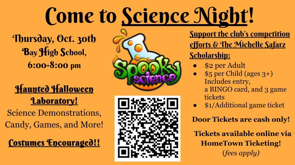 Science Night Flyer at Bay High School 2025
