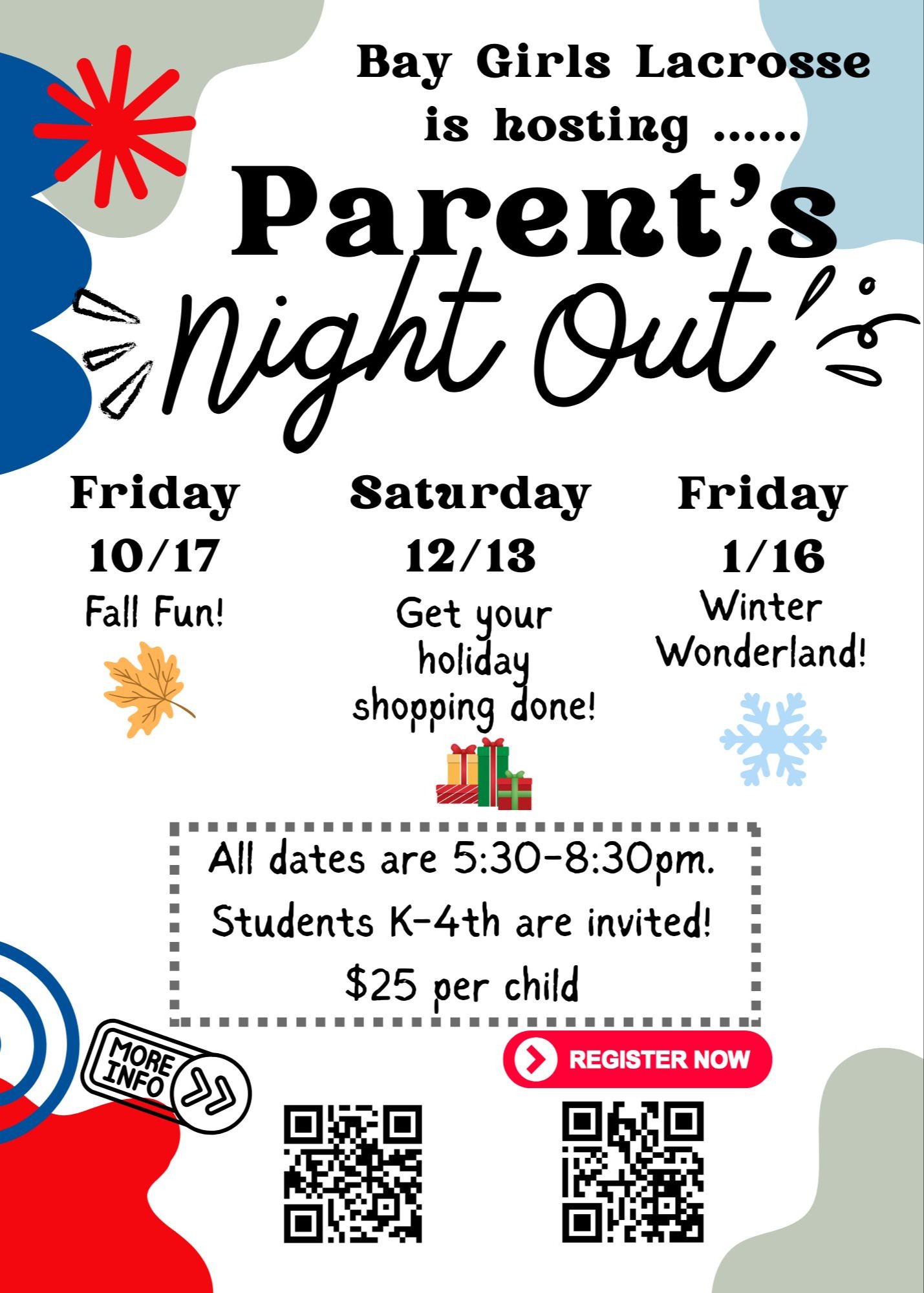 girls lacrosse parents night out events flyer