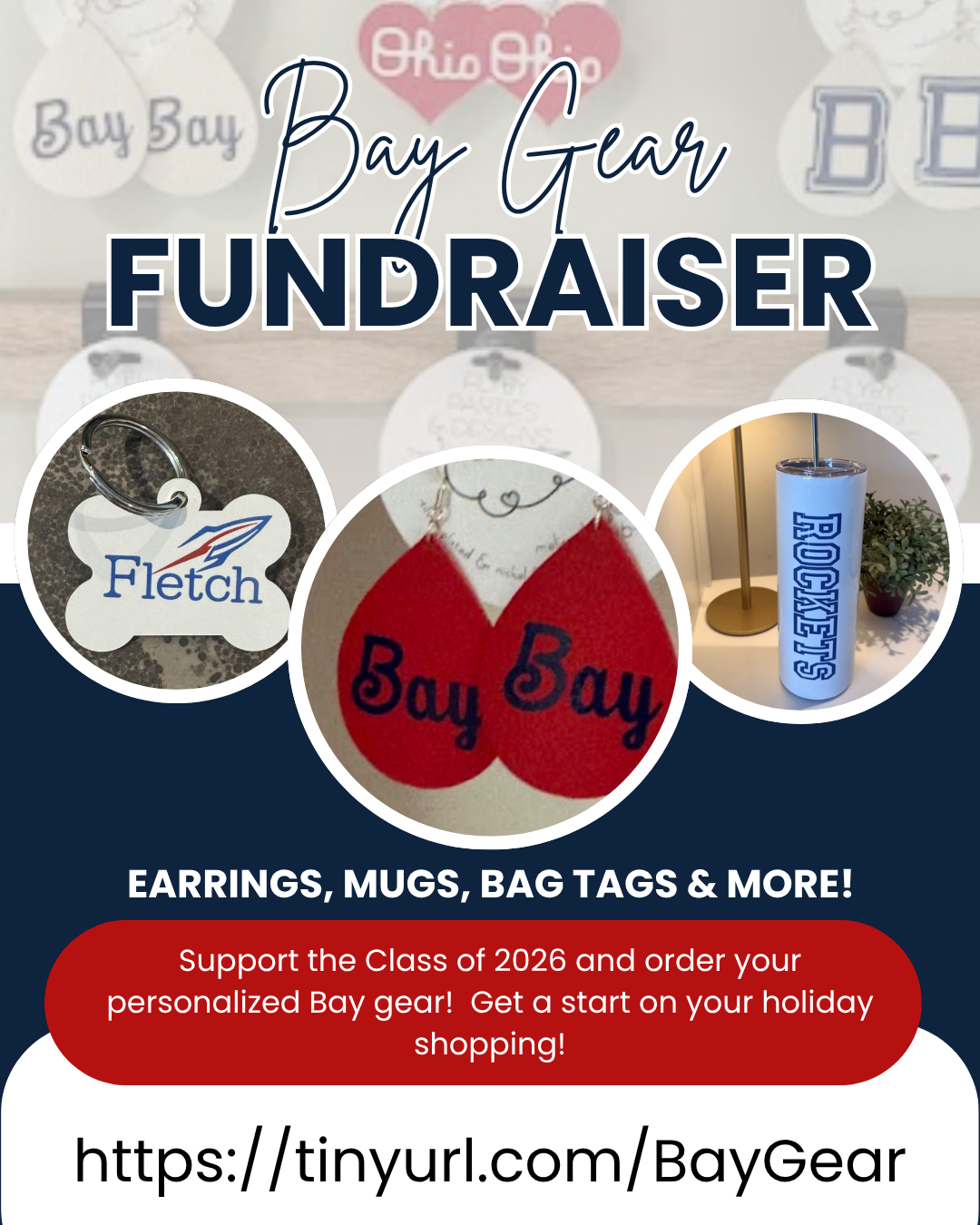 Class of 2026 fundraiser flyer for Bay Gear items, Fall 2025