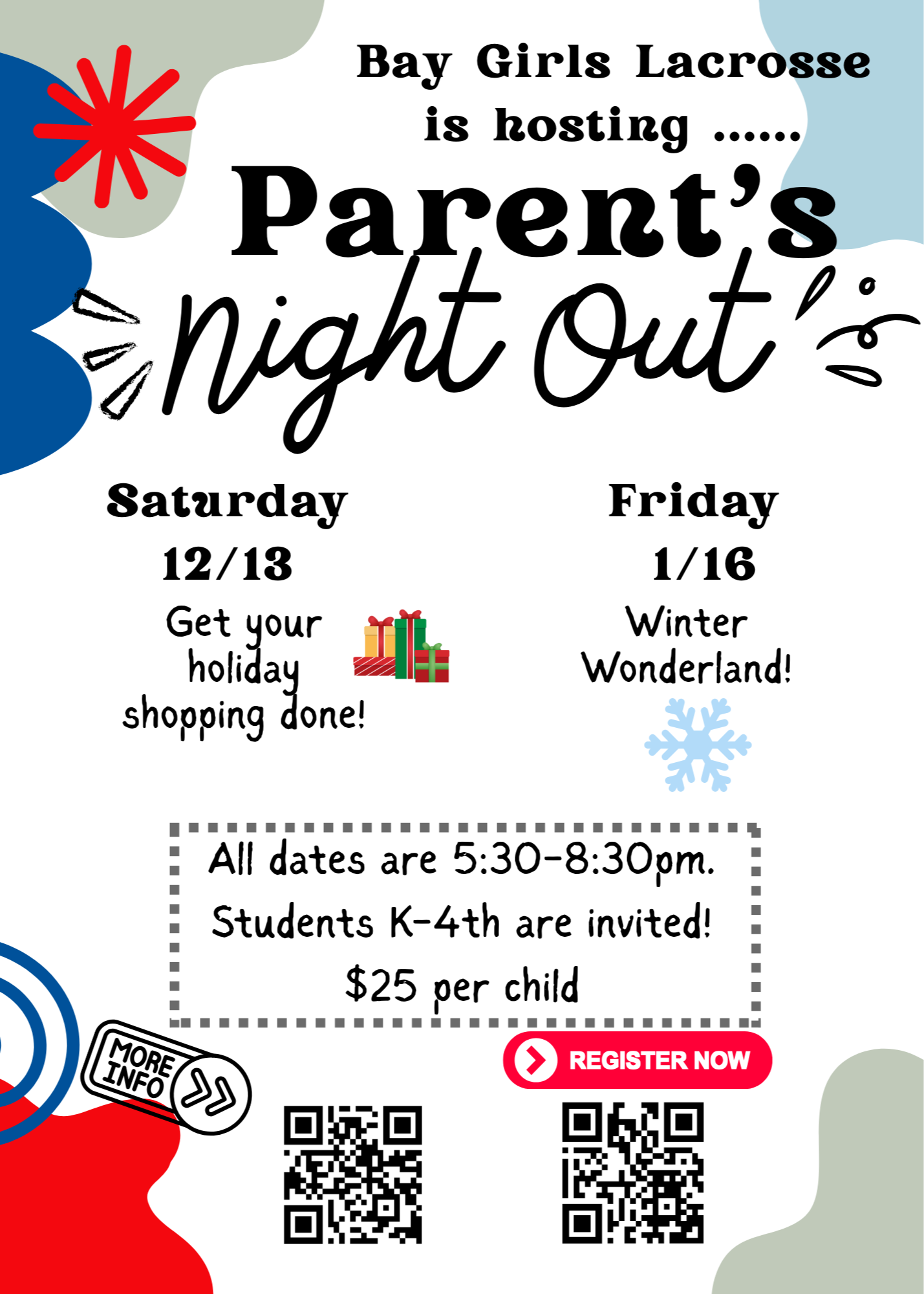 girls lacrosse parents night out events flyer