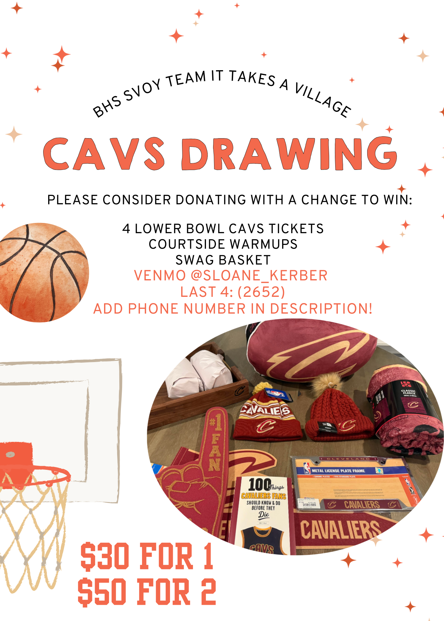 cavs drawing flyer for team it takes a village