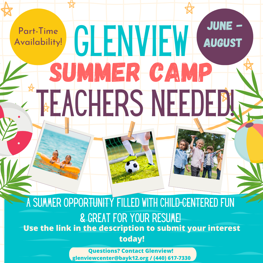 Glenview Center Looking for summer teachers flyer 2026