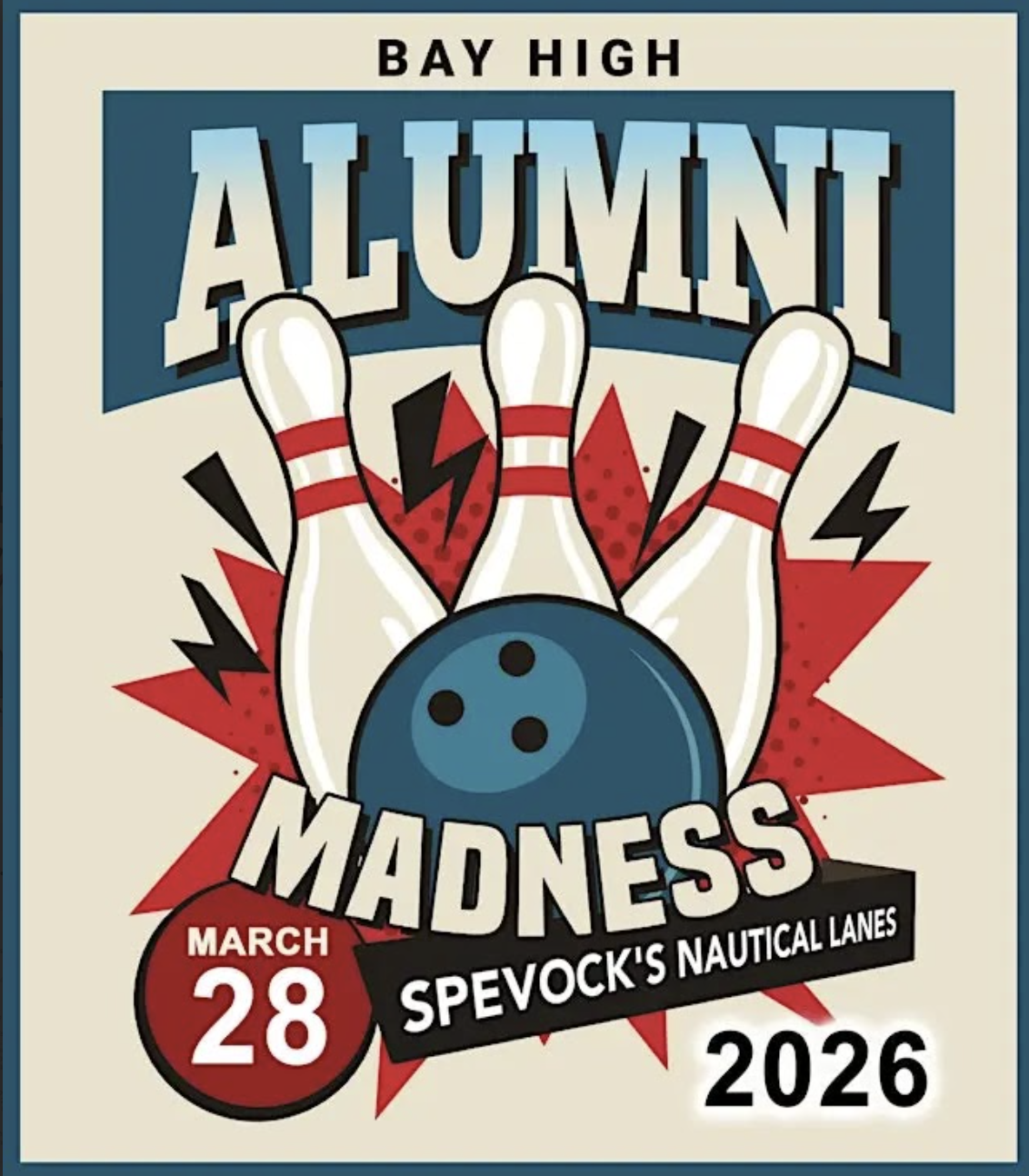 alumni bowling fundraiser flyer march 2026