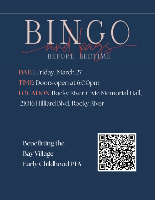 bingo and bags before bedtime image for bvecpta march 2026 flyer