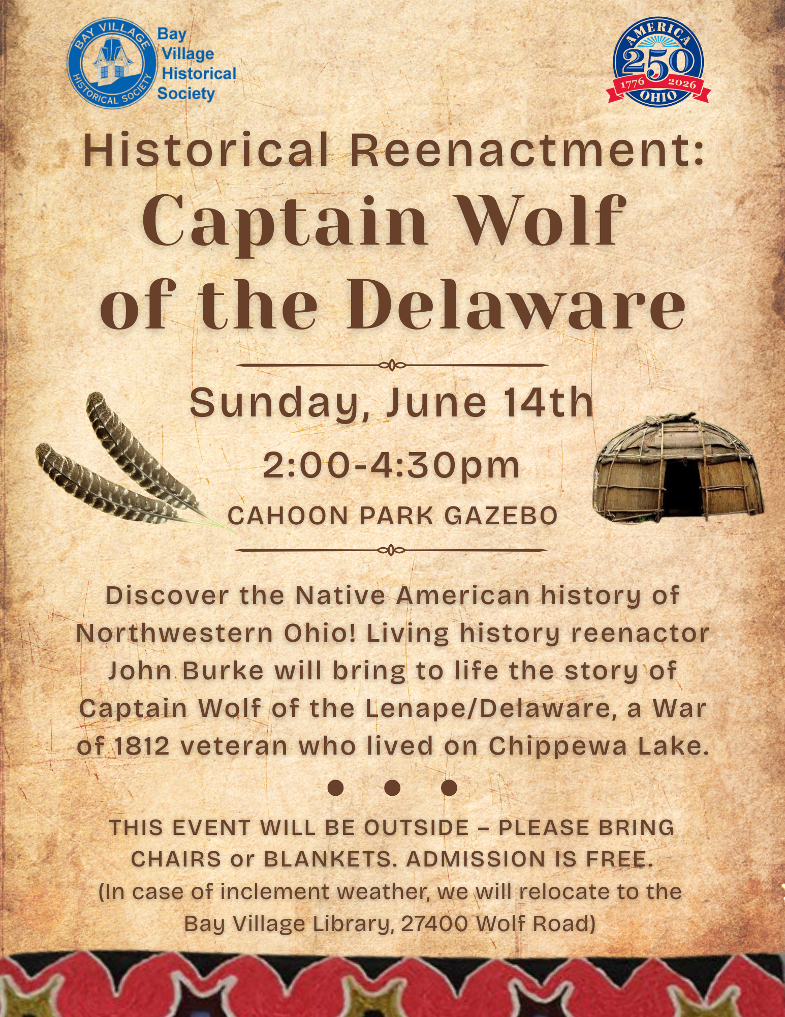 Bay Historical Society summer flyer event for kids.