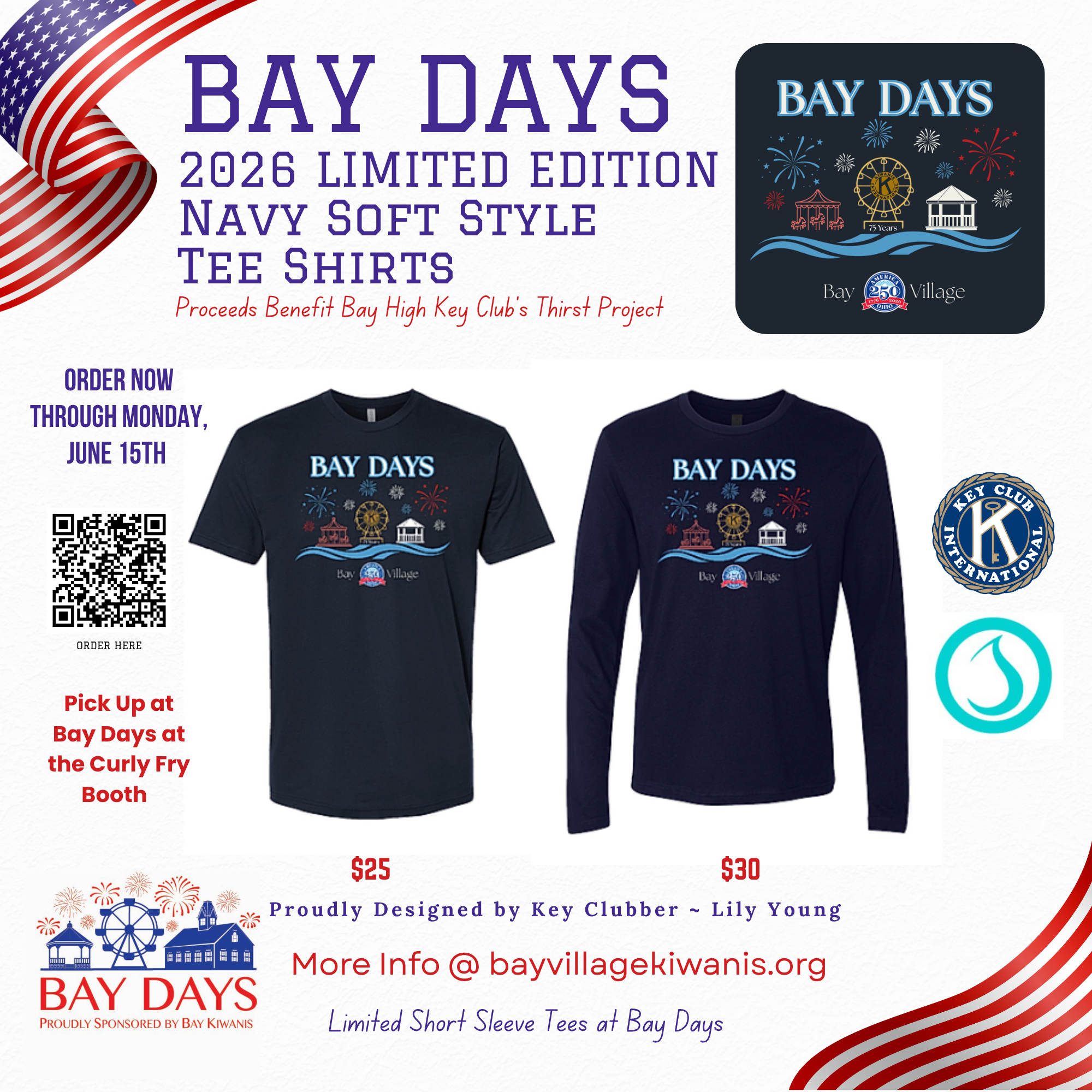Bay Days T-shirt fundraiser for Key Club, summer 2026