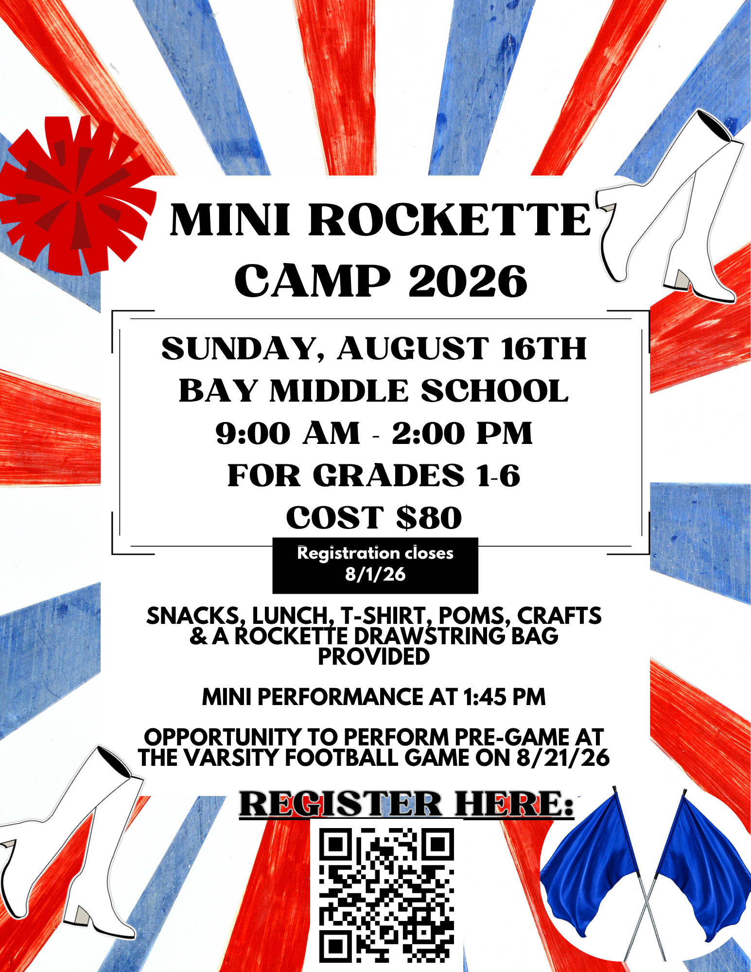 Mini Rockette Camp Flyer for August 16, 2026