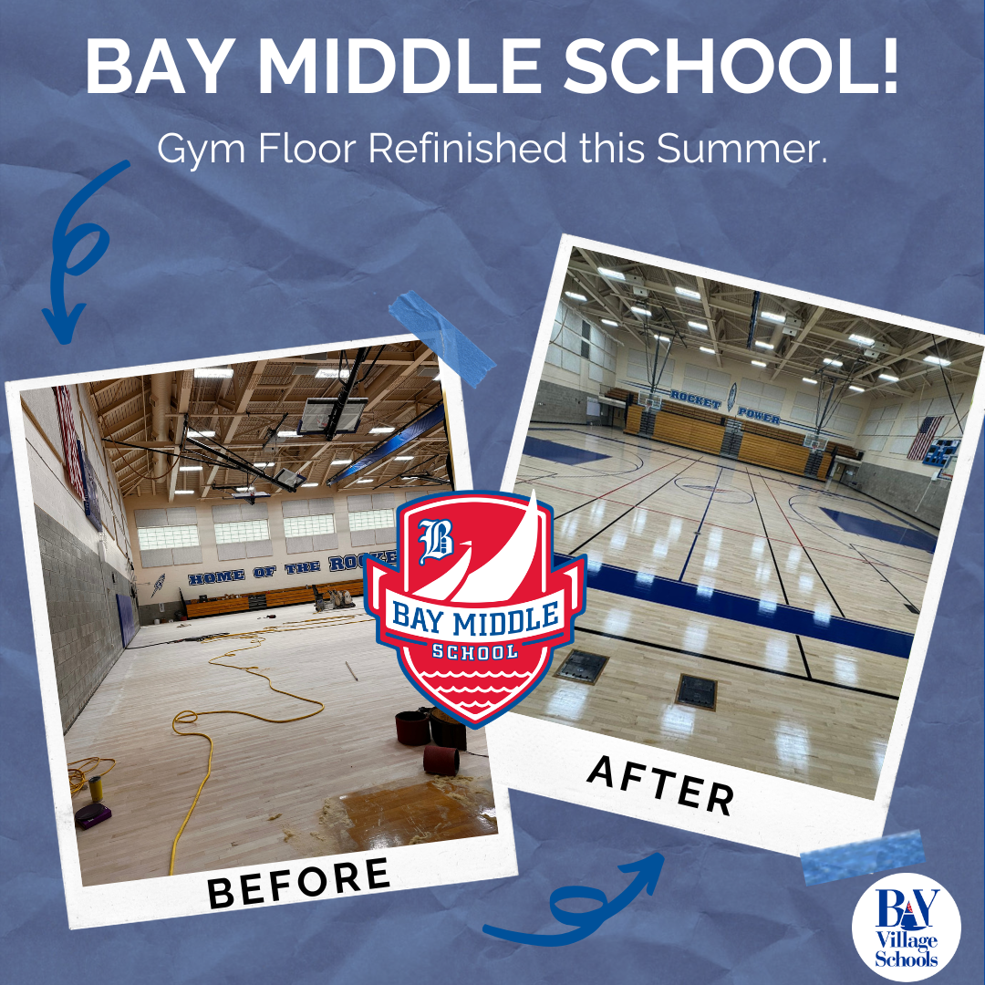 before and after of bay middle school gym floor refinishing