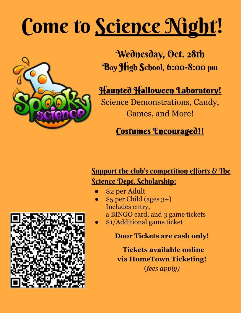 Spooky Science Night Flyer for 10-28-26