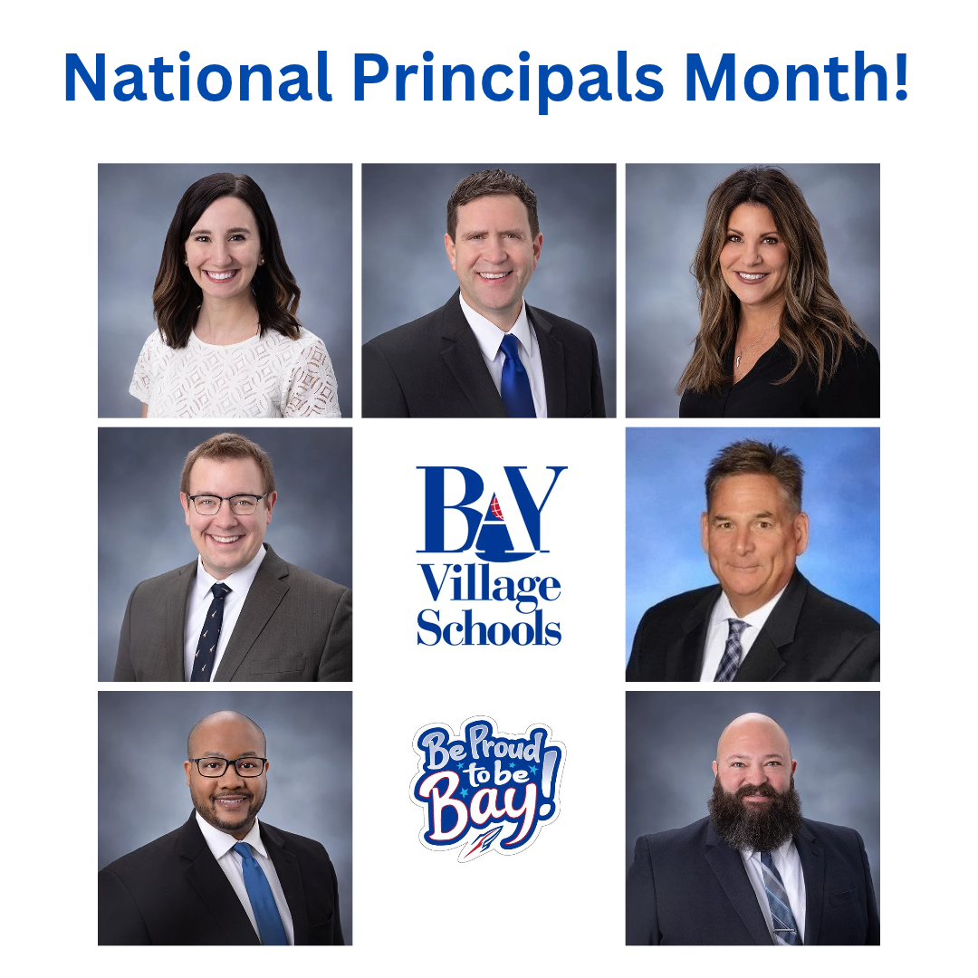 A National Principals Month image with seven headshots of building principals.