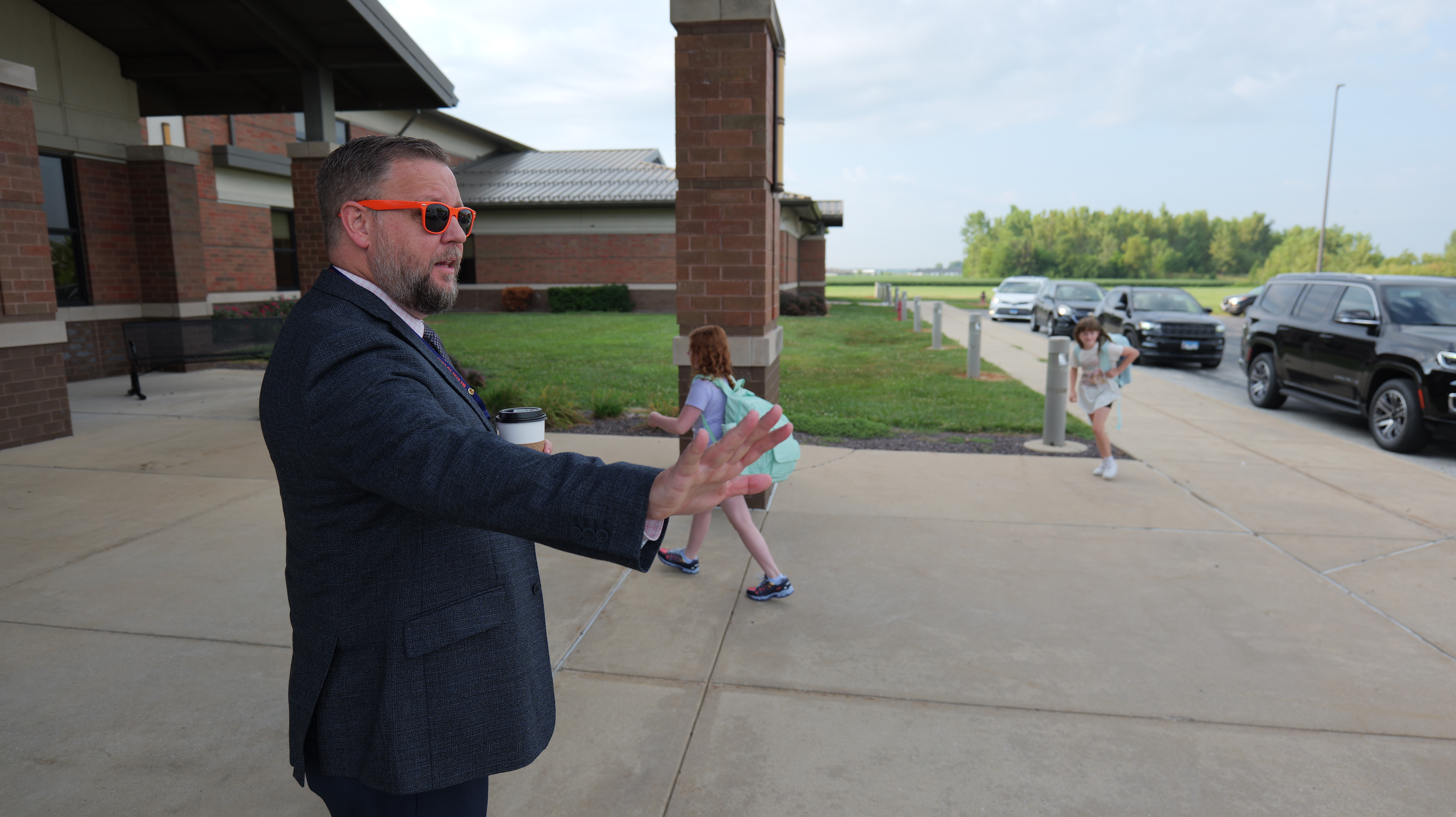 Mr. Toland Welcoming back students on the first day of school