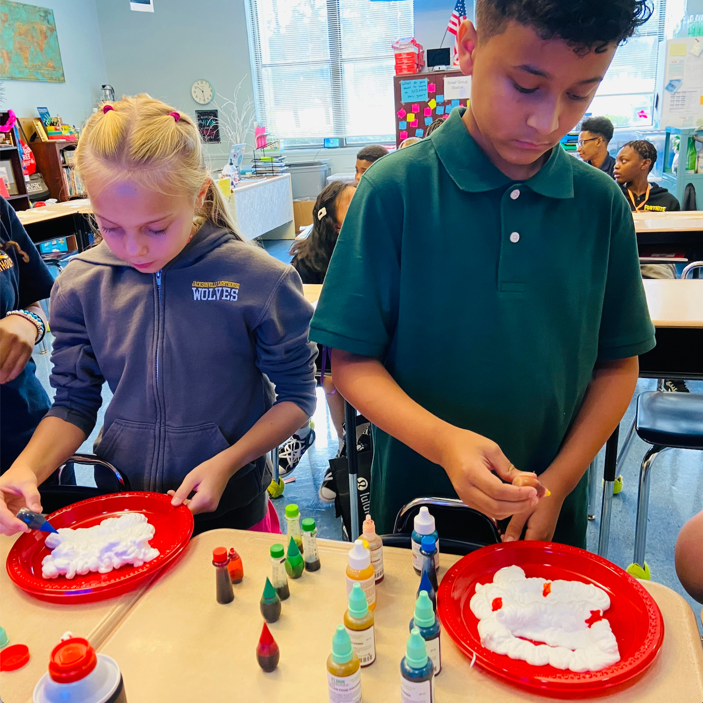 Students Playing with Shaving Cream and Food Coloring