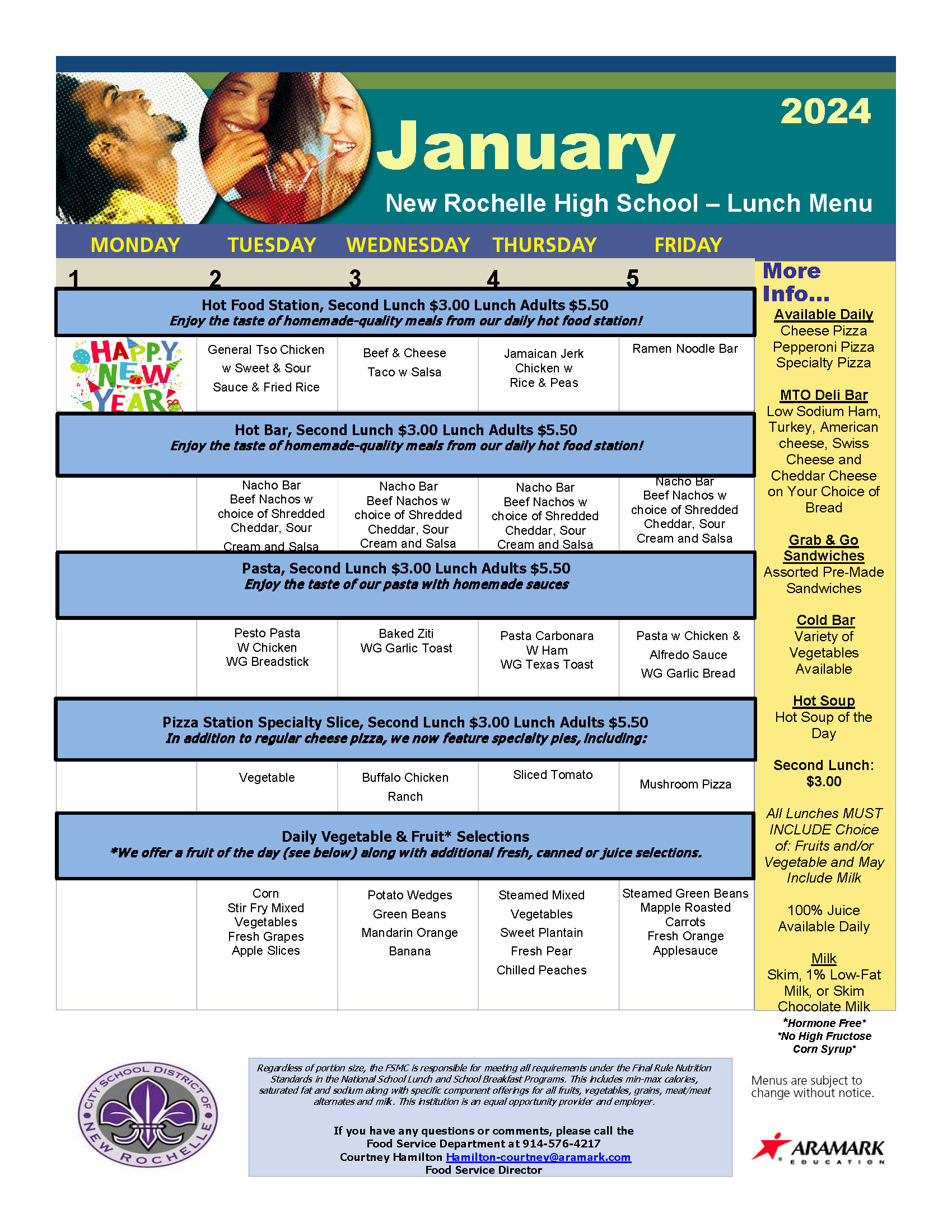 Menu at a Glance City School District of New Rochelle