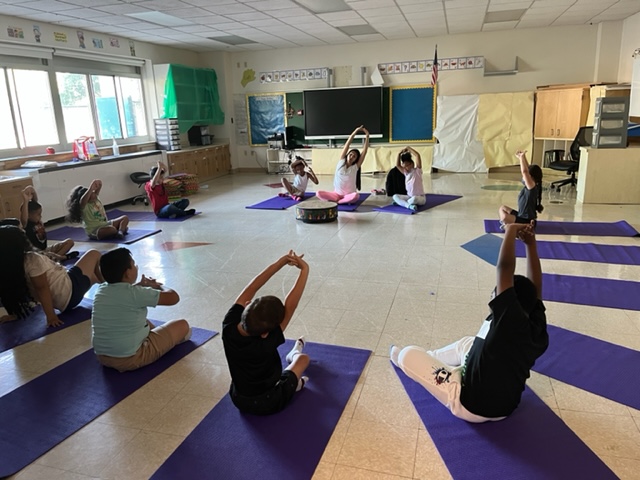 Students doing yoga