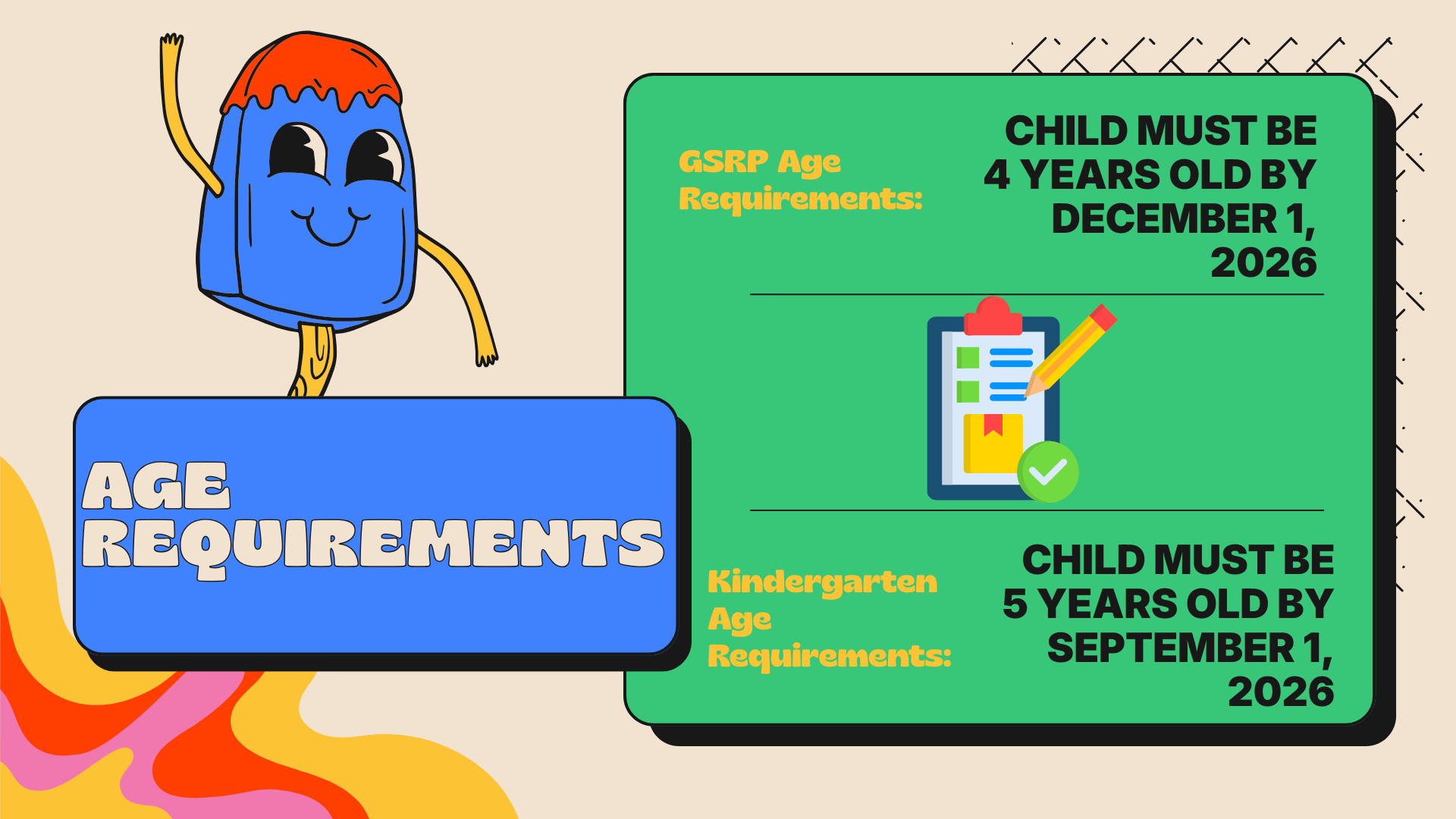 Age Requirements for Kindergarten and GSRP Enrollment