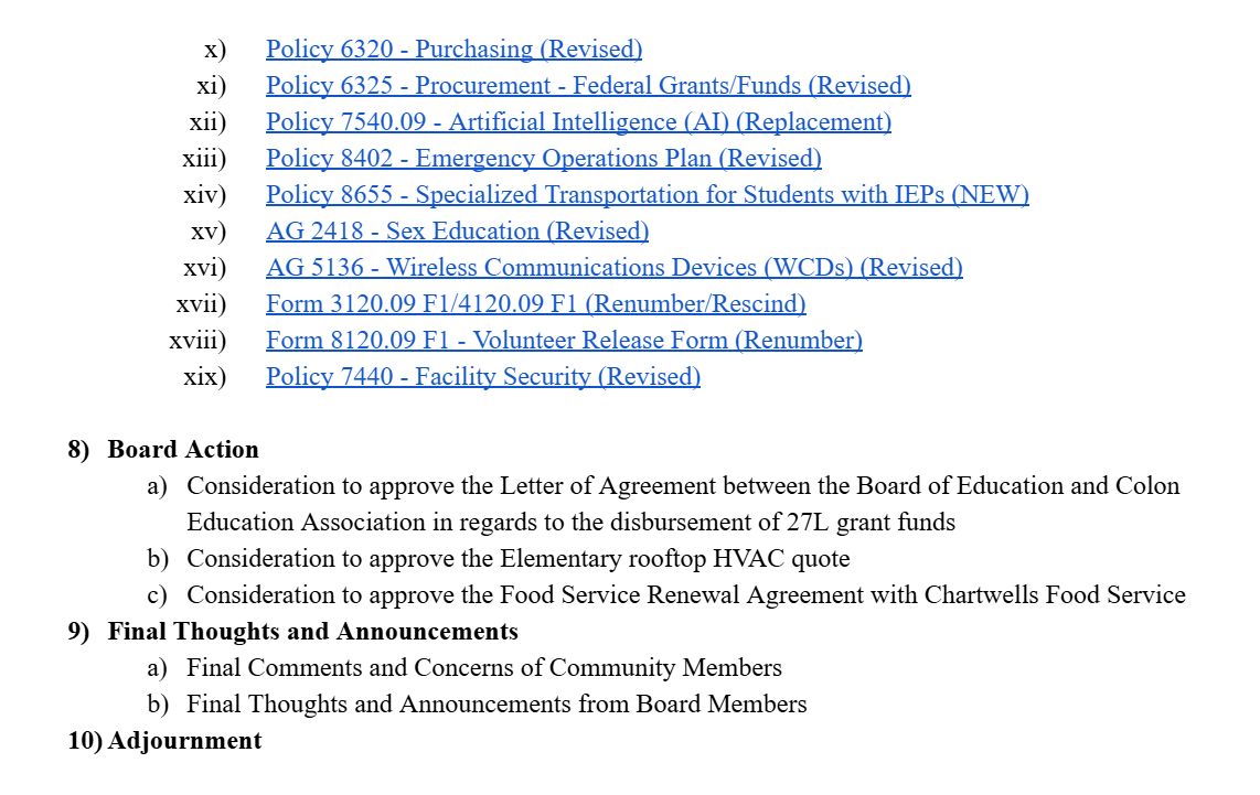 April 20, 2026 Board of Education Meeting Community Agenda Part 2