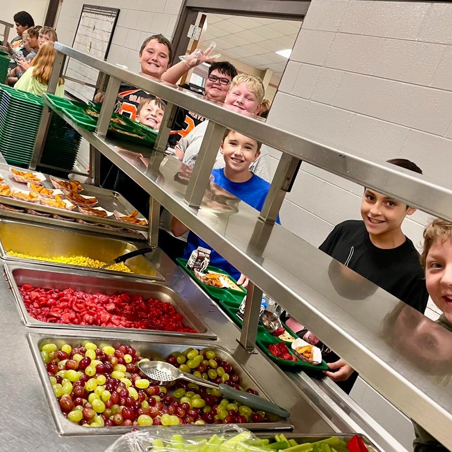 Kids in line for lunch