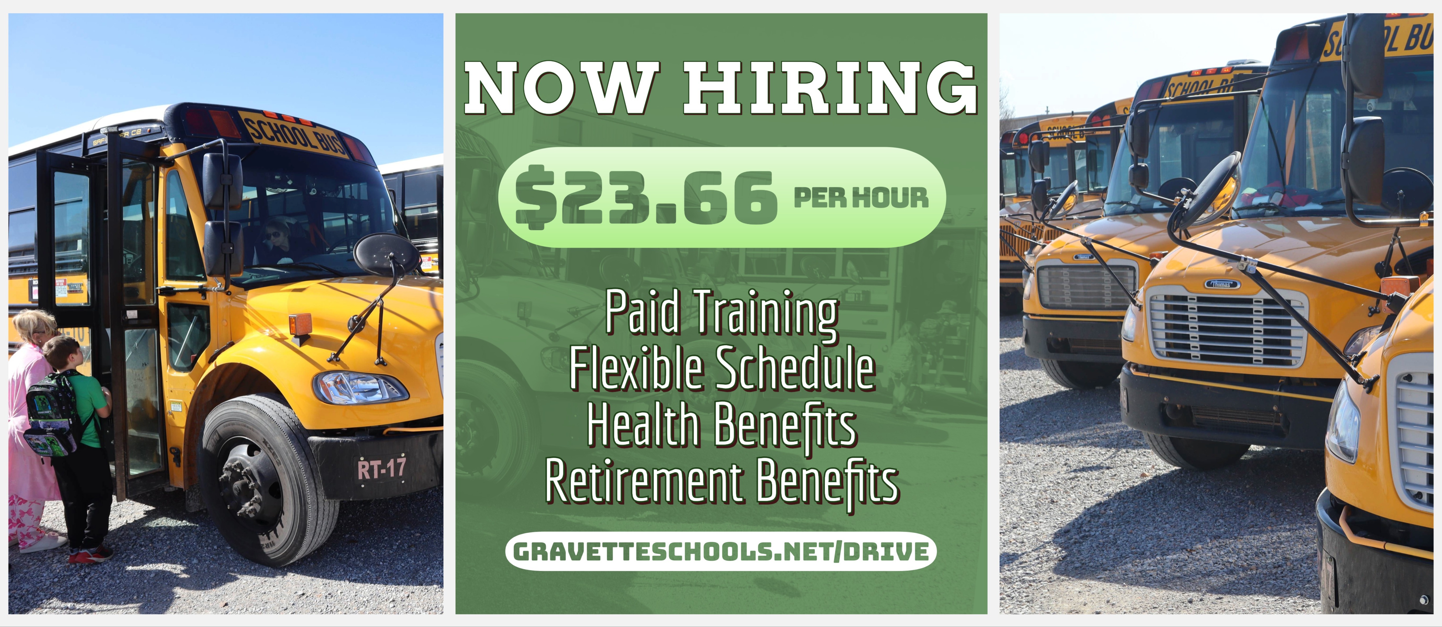 Now Hiring Bus Drivers Graphic