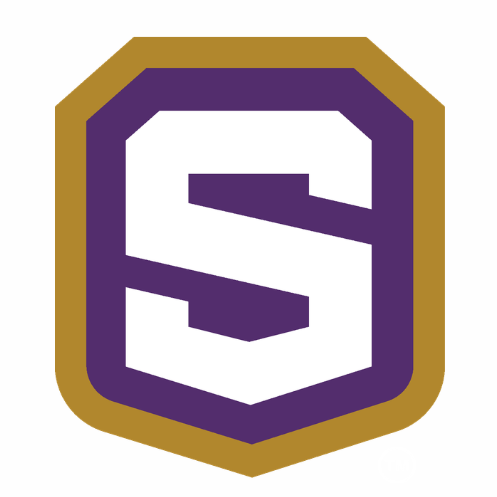 Logo featuring the letter "S" in white, enclosed in a hexagonal shape with purple and gold borders.