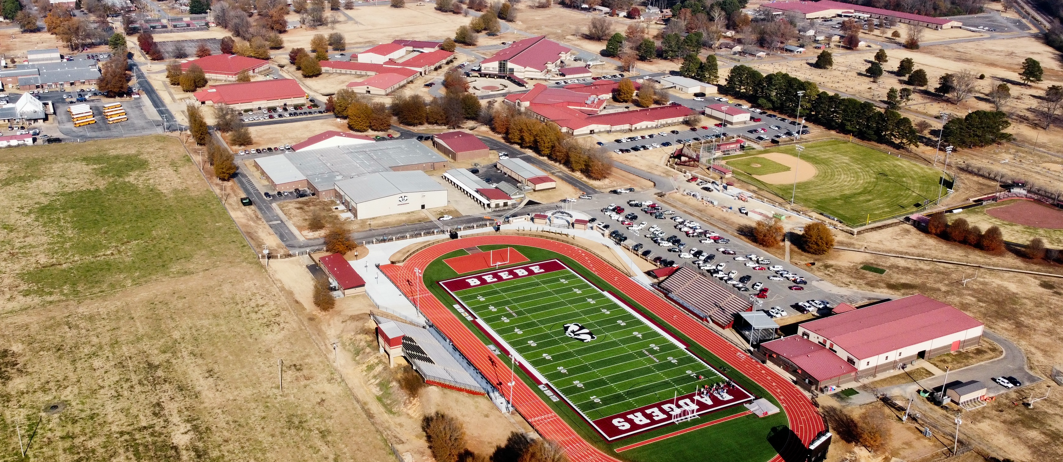 Aerial view of high school
