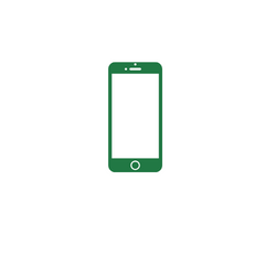 circular icon of white smartphone set against a blue background
