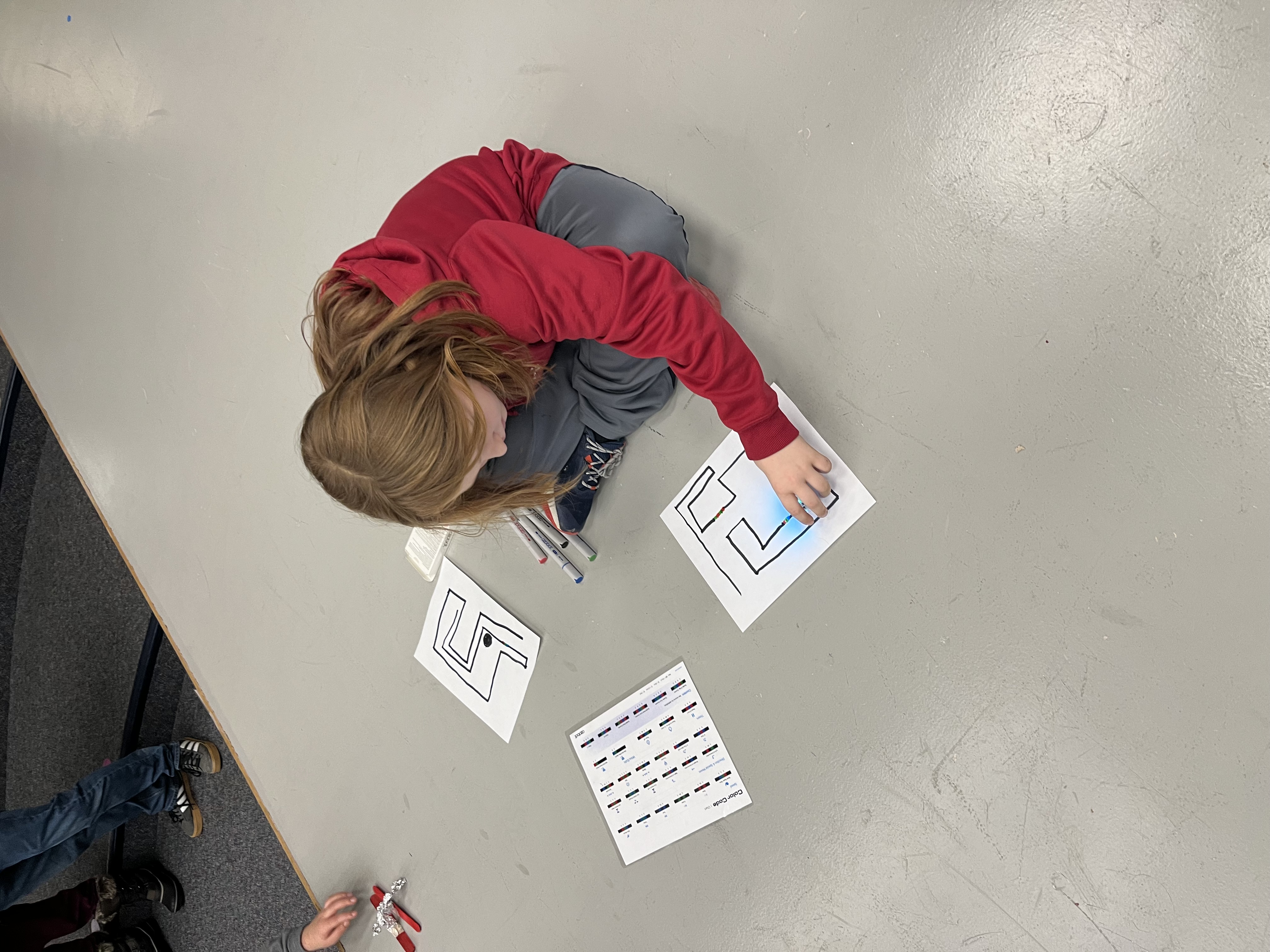 Students doing a coding activity