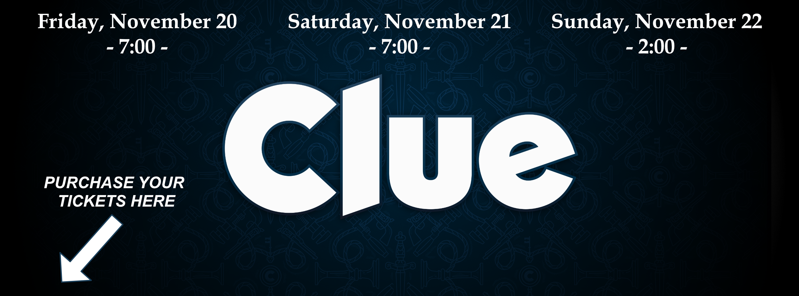 Flyer for the fall play, clue.