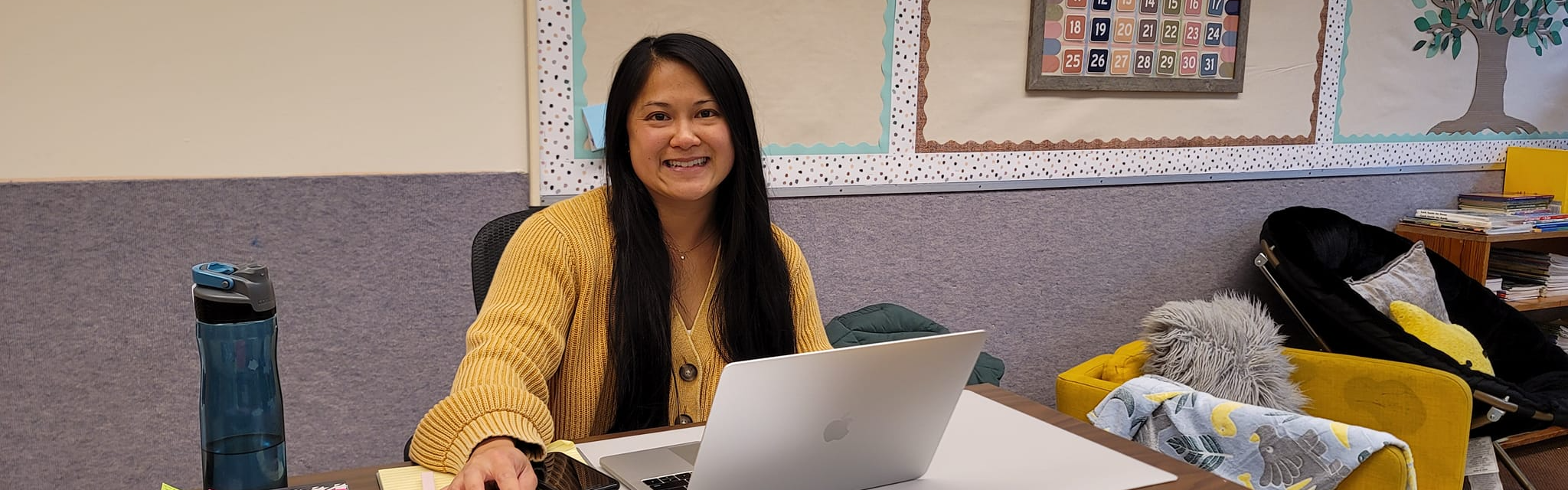 Mrs Birney at her Desk