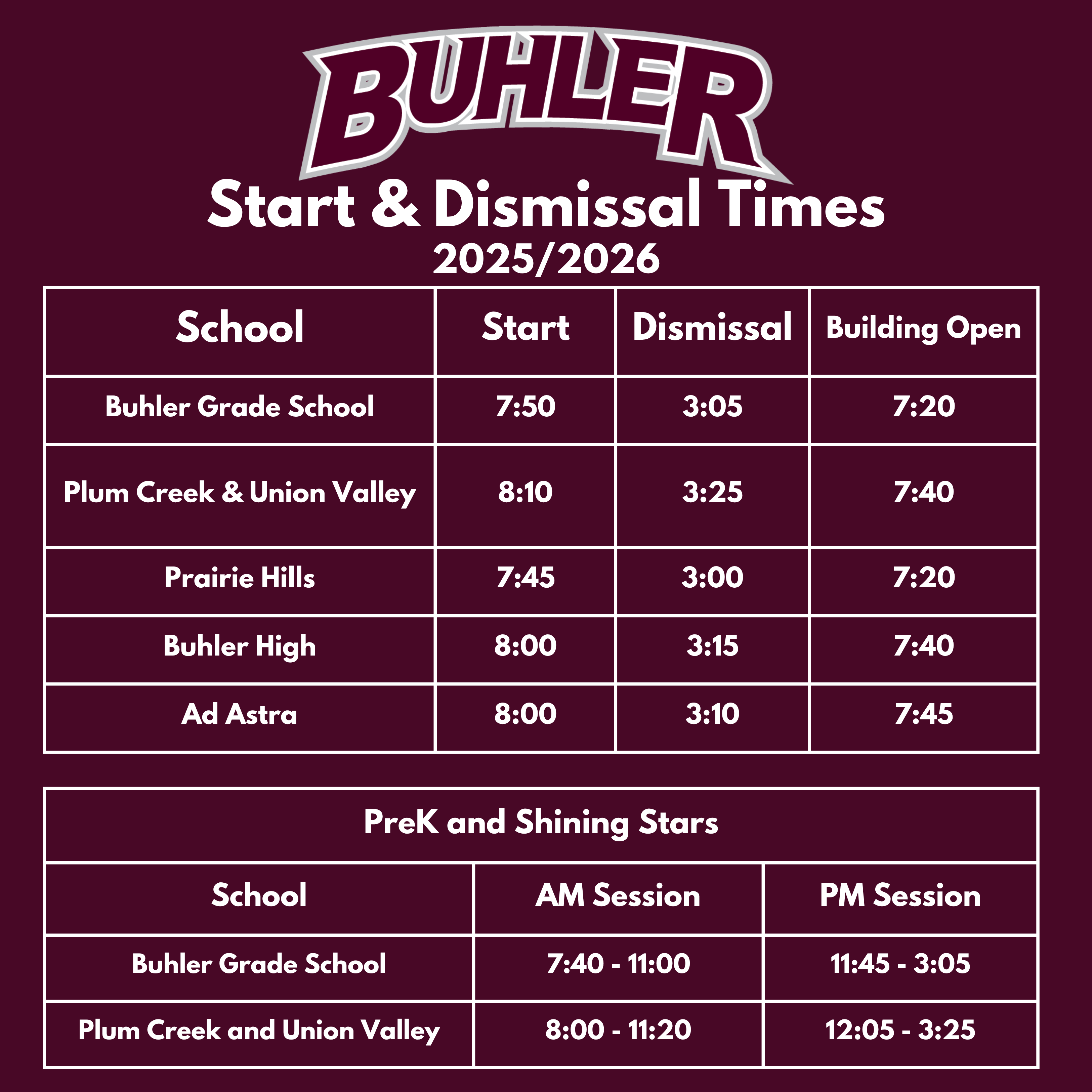 new dismissal times