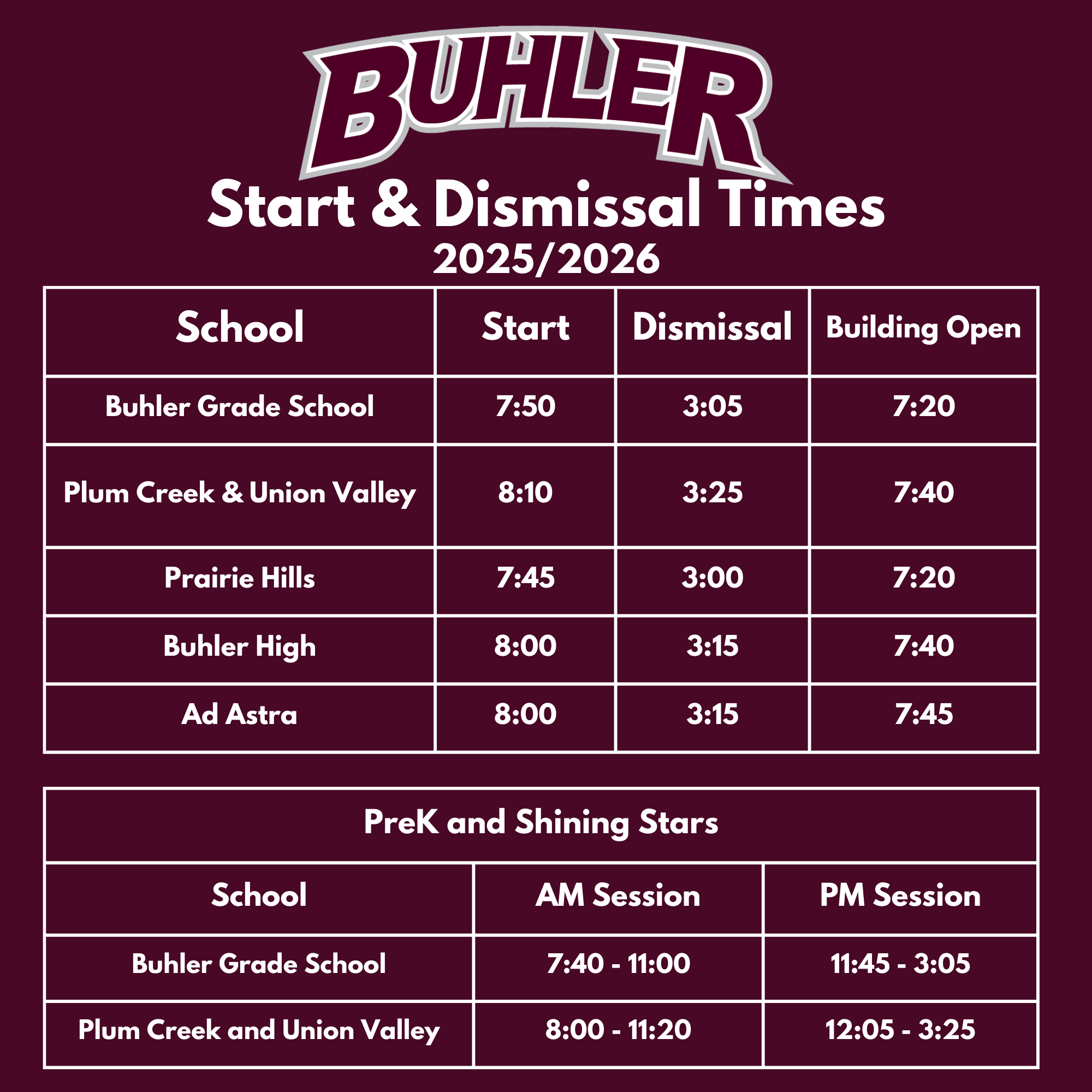 new dismissal times