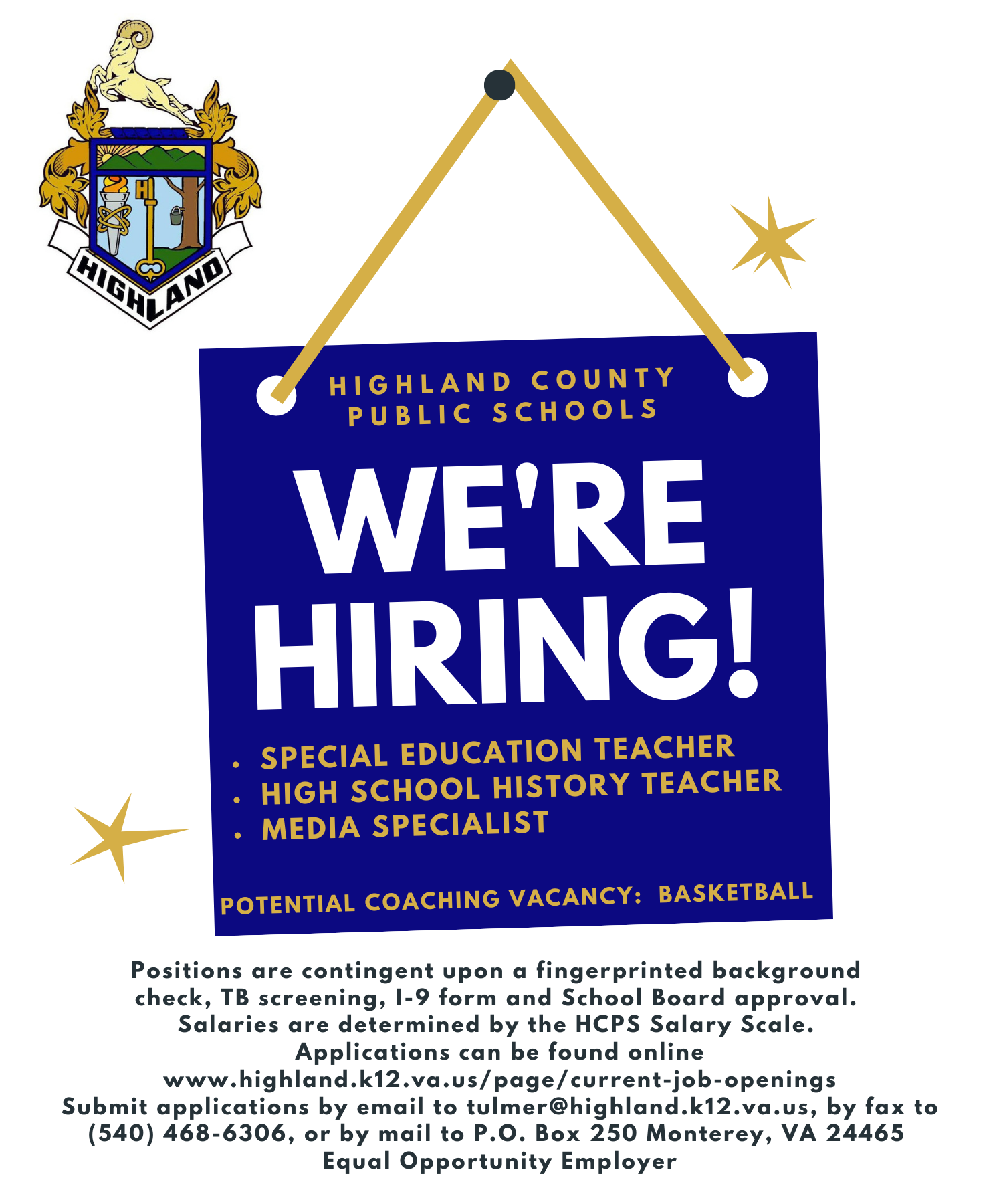 Current Job Openings Highland County Public Schools