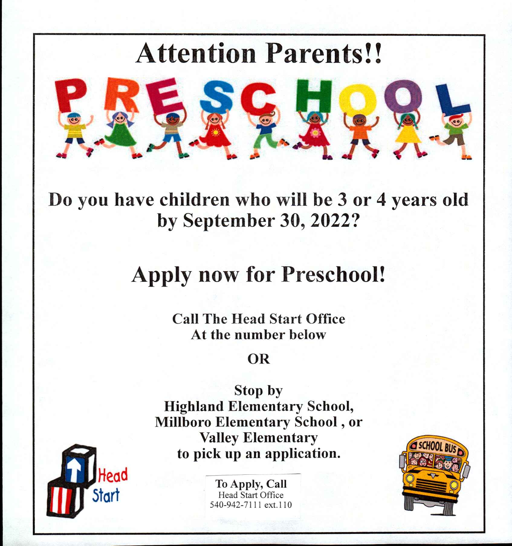 Preschool Highland County Public Schools