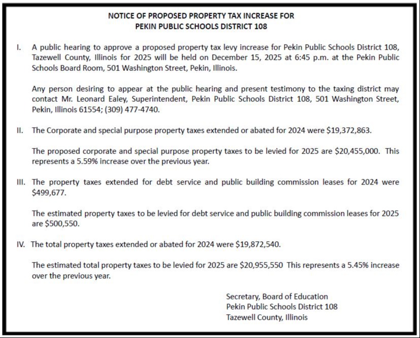 2025 Tax Levy Hearing Notice