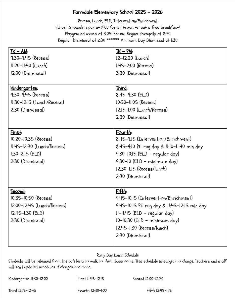 Daily Schedule