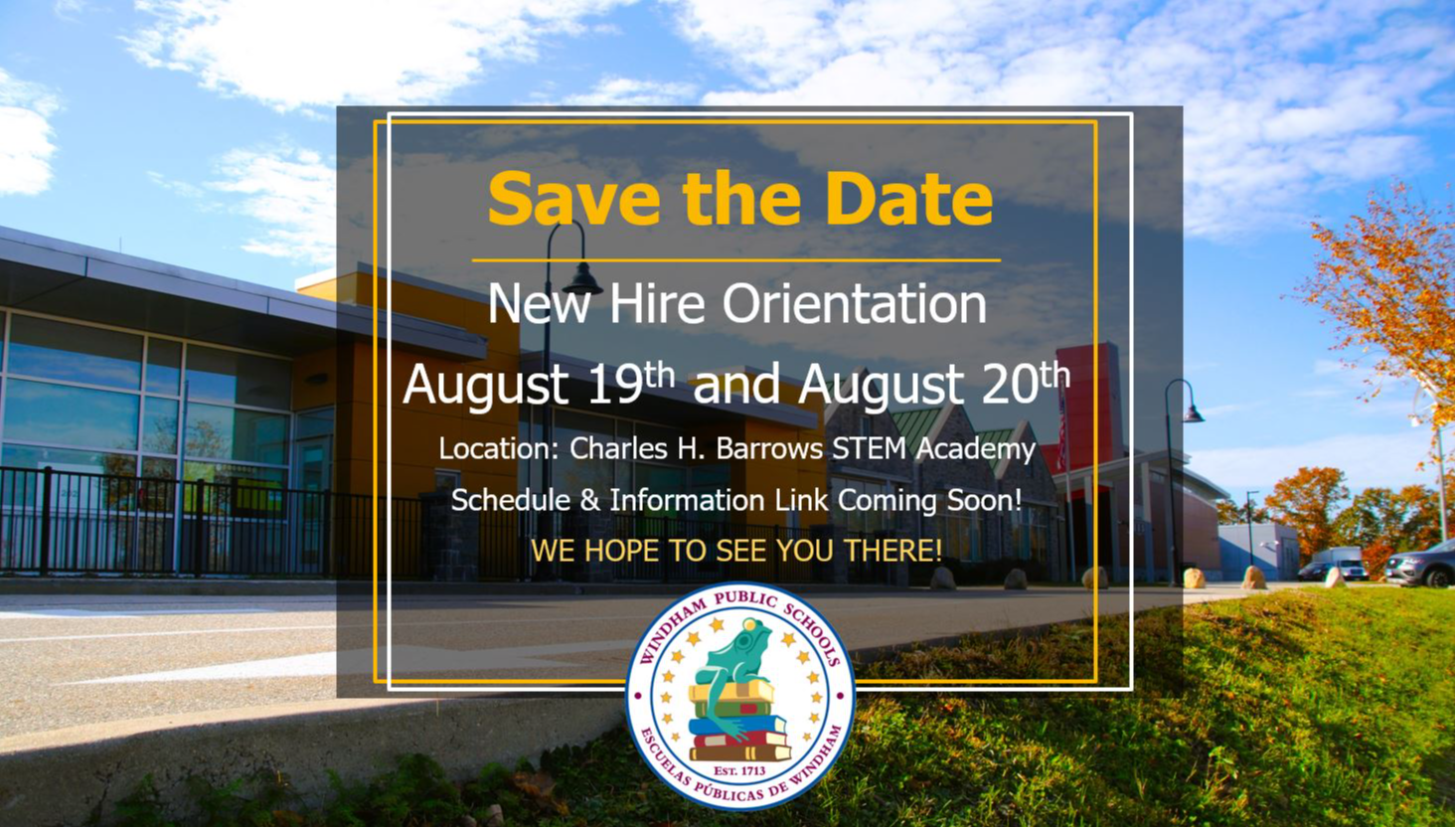 New Hire Orientation Save the Date flyer