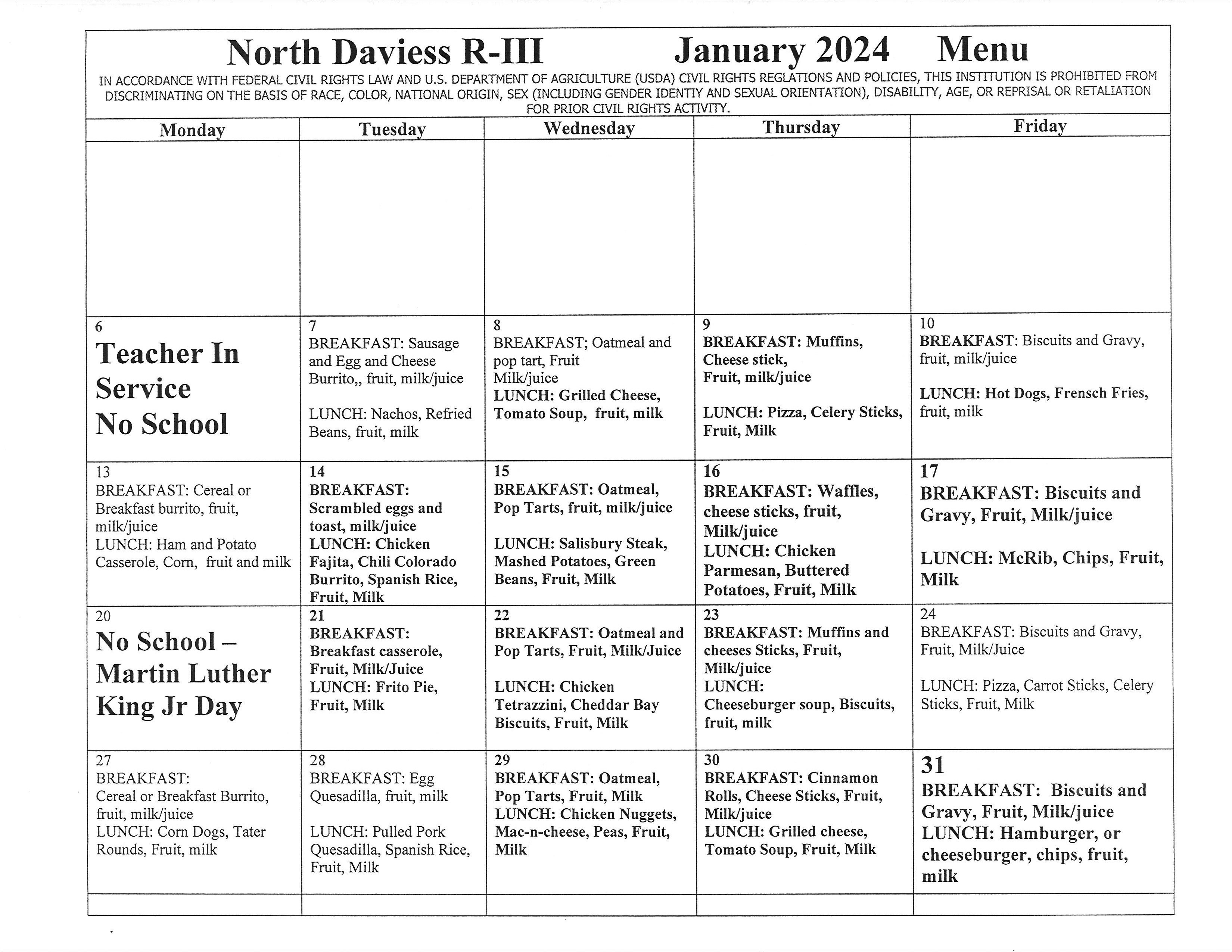 Feb menu