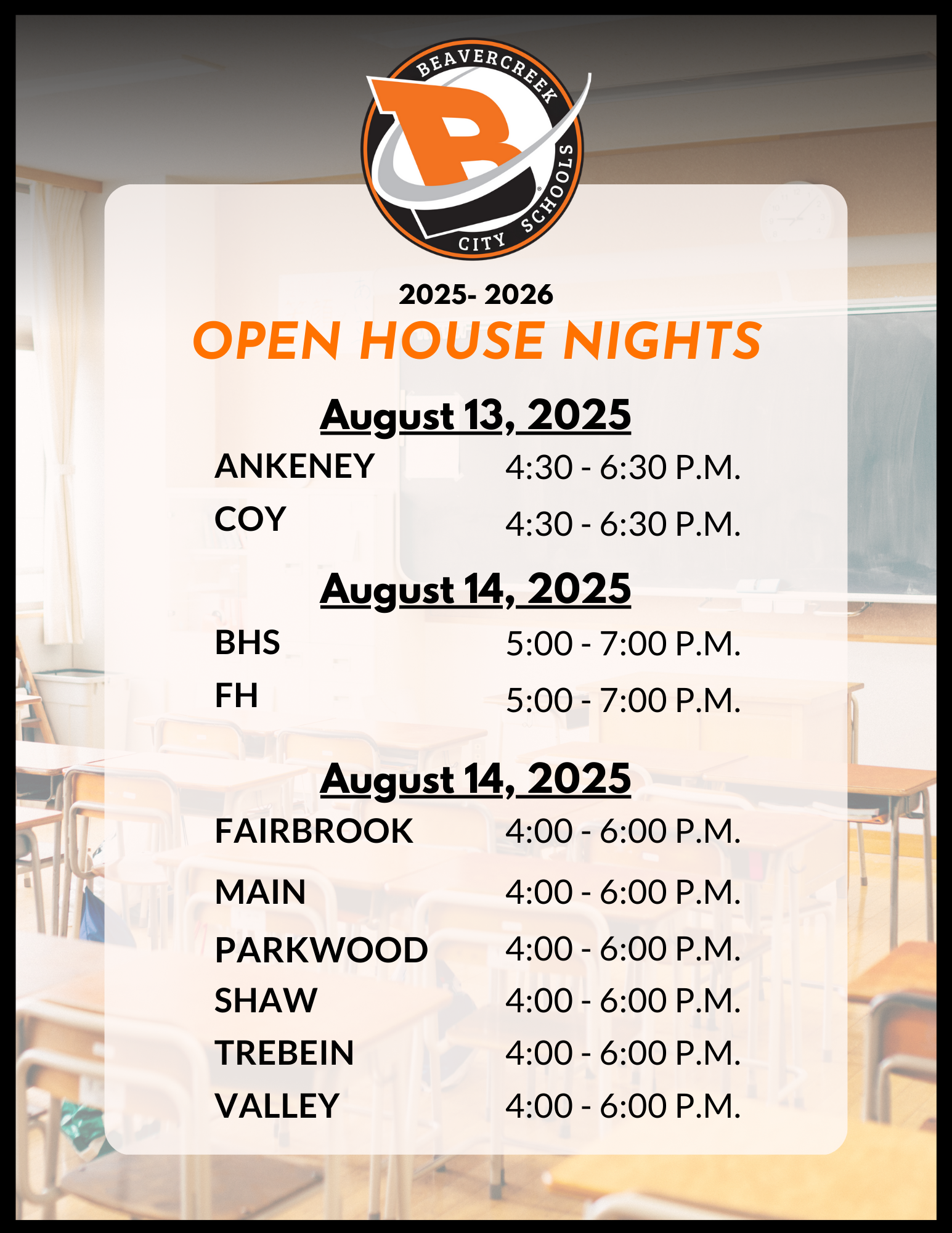 Open House Info