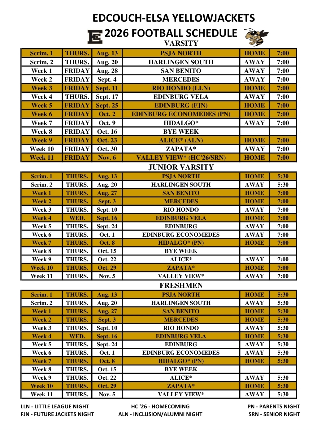 schedule