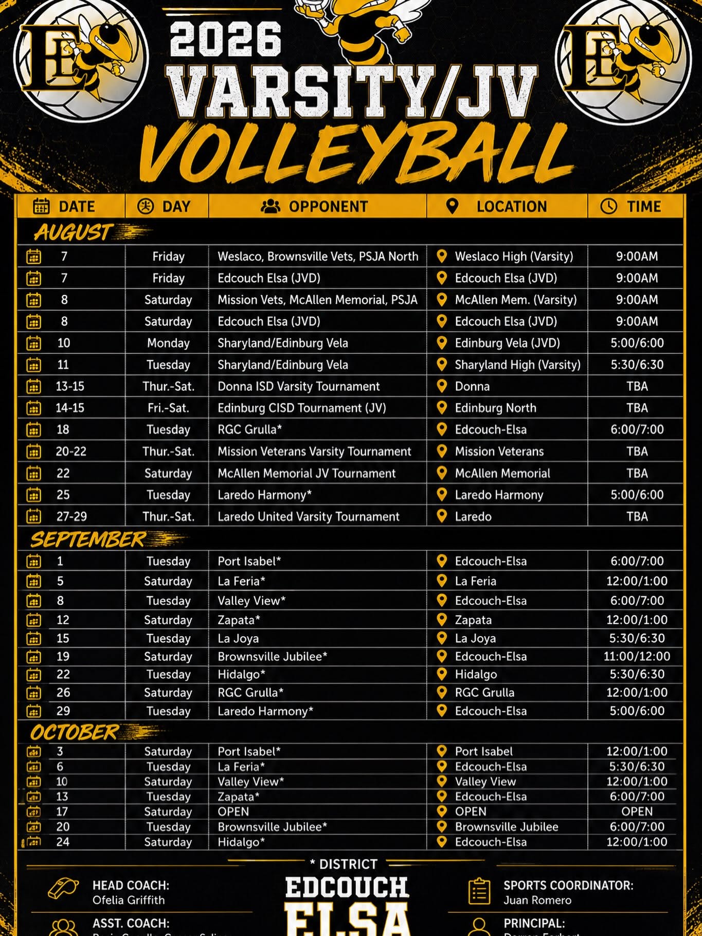 Volleyball Schedule 2026