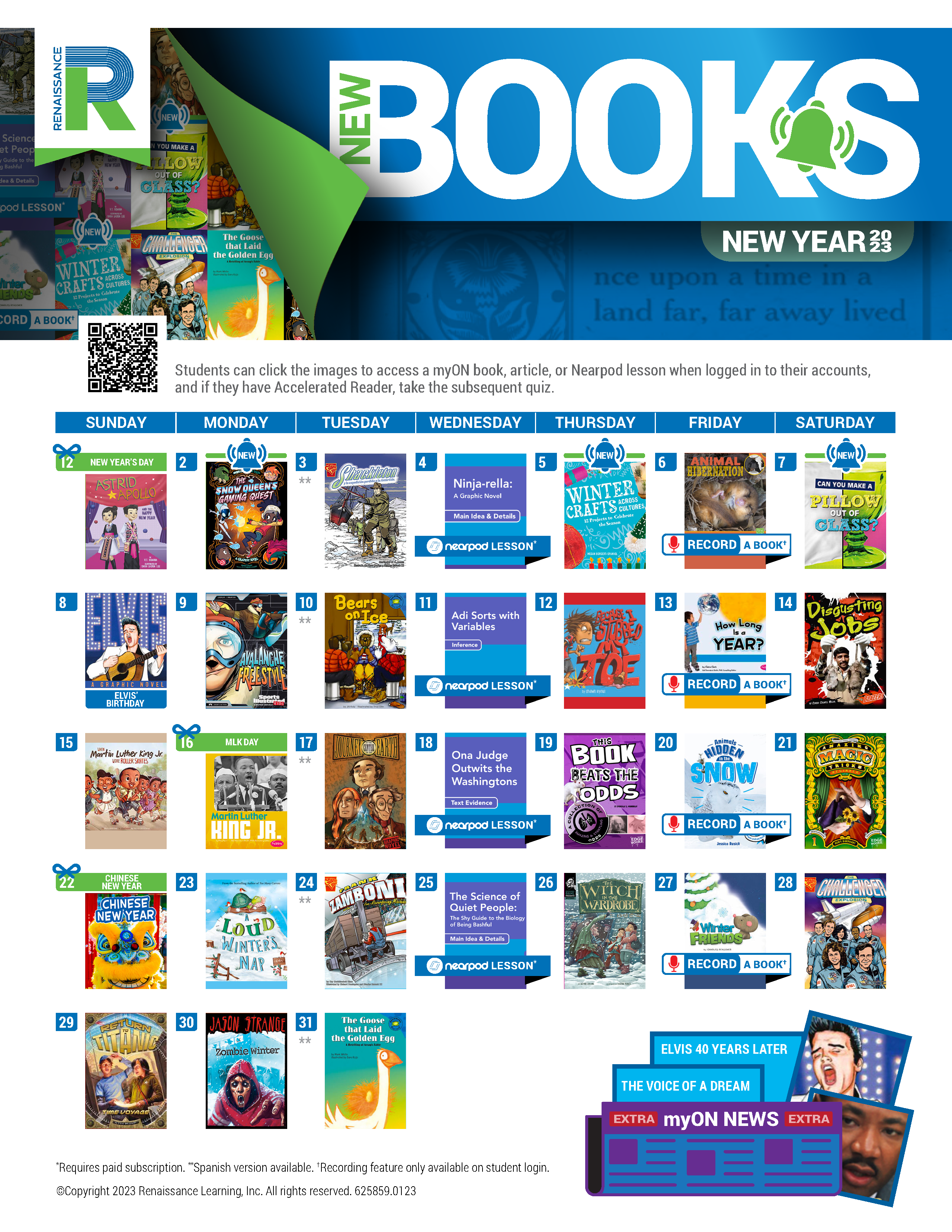 January Reading Calendar 