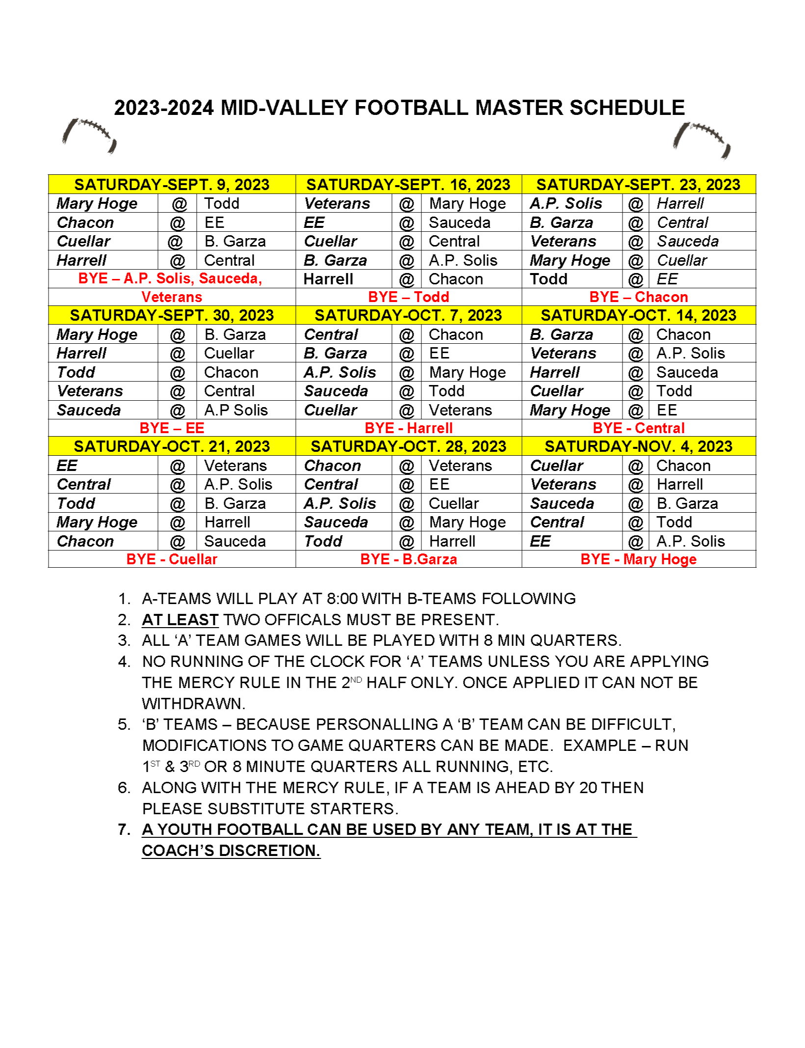 2021-2022 Football Schedule 
