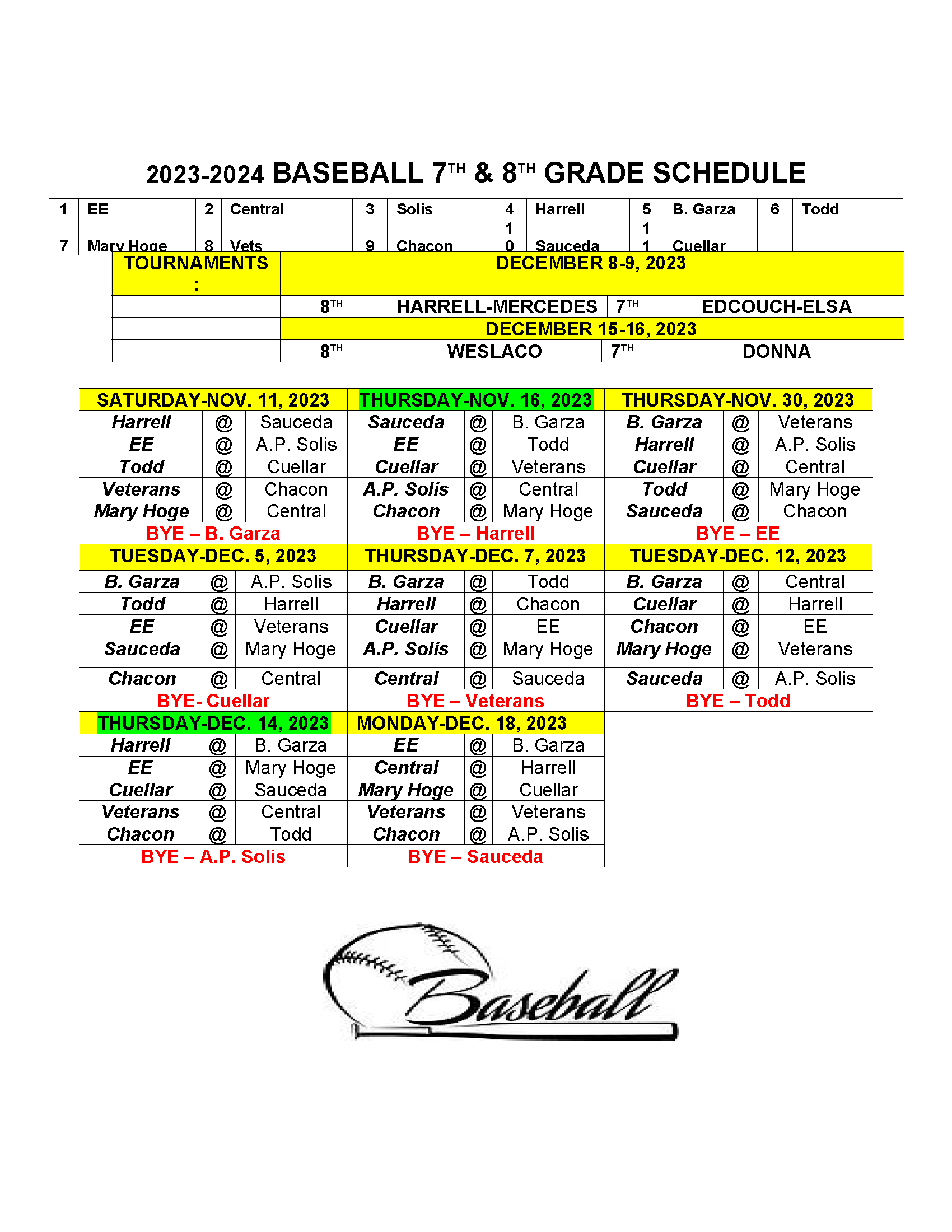 2021-2022 Schedule