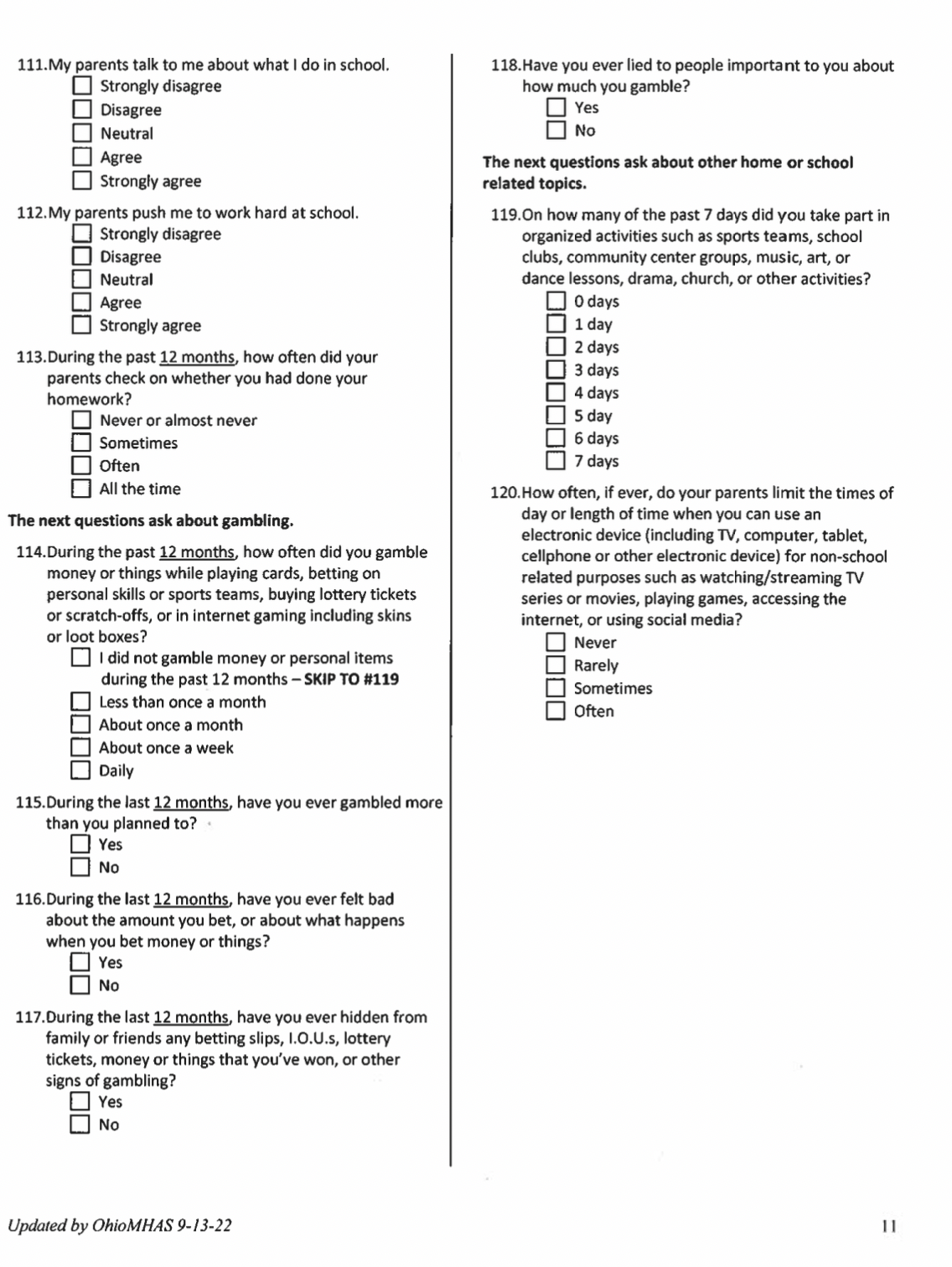 OH Yes! Example Survey | Shadyside Schools