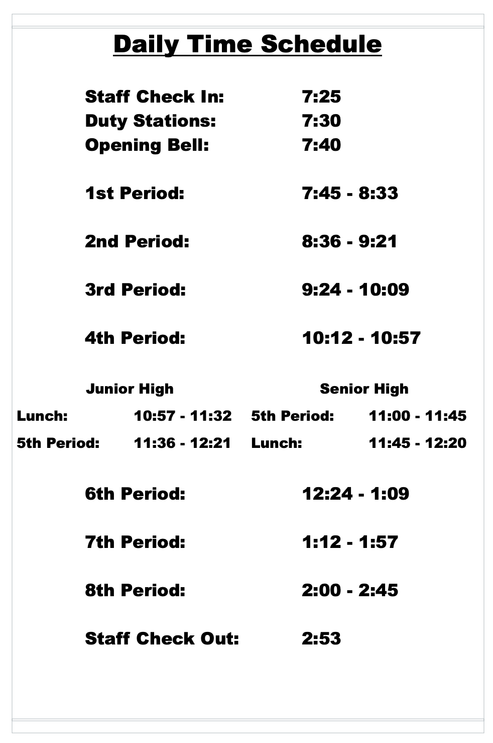 Daily Schedule