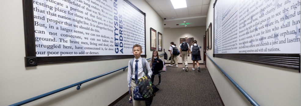 students in hallway