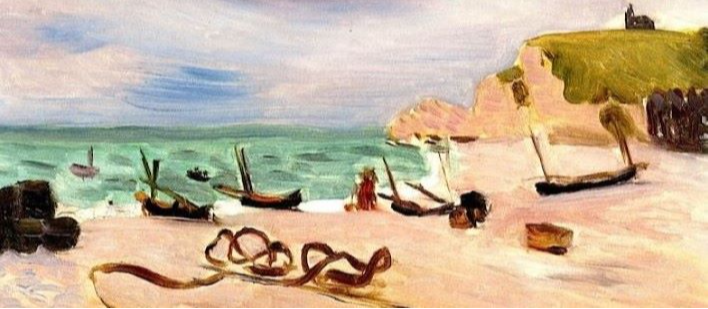 beach scene painting with boats