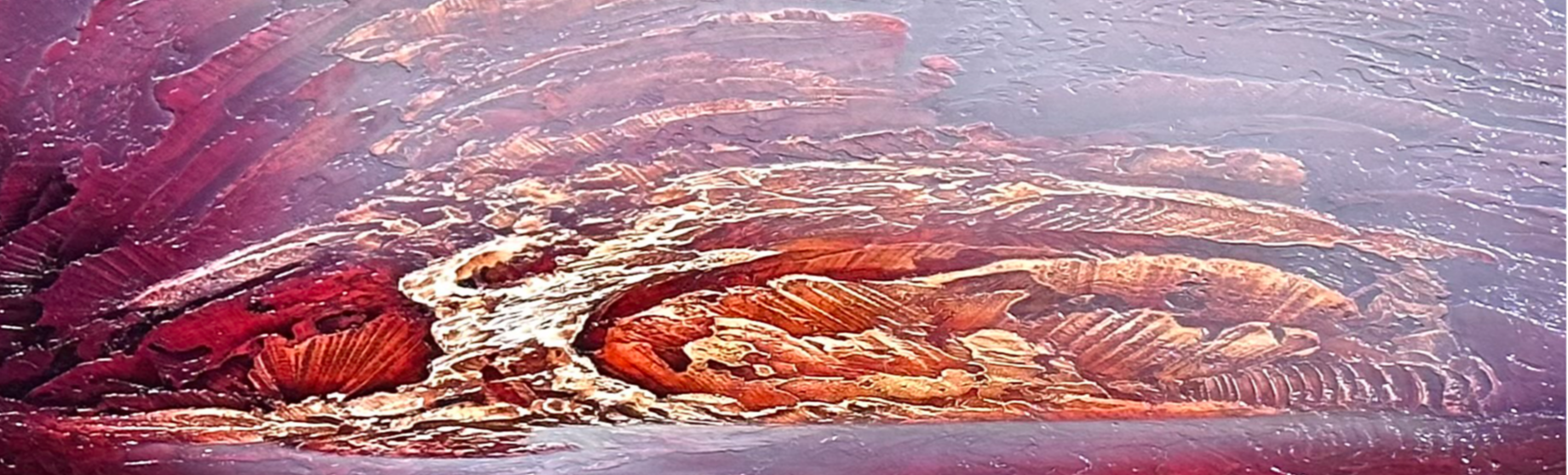 Golden View art teacher painting of red lava