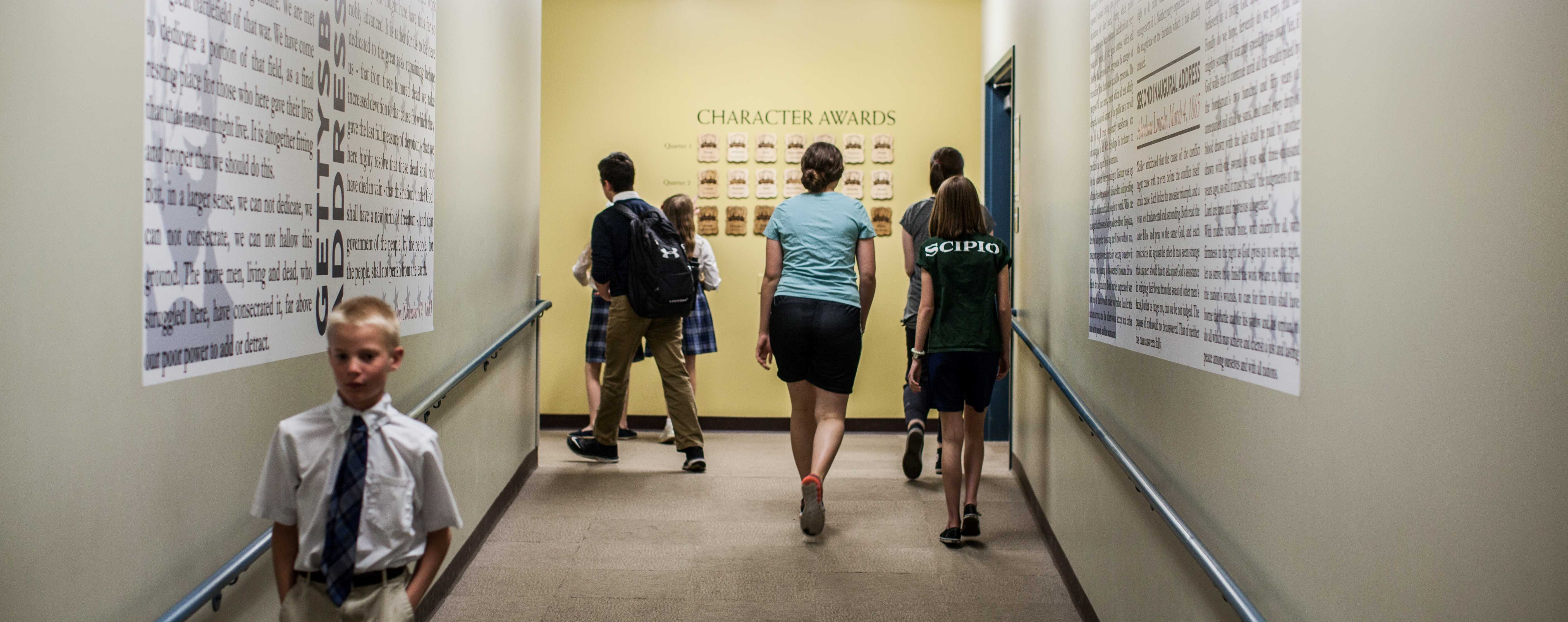 students in hallway