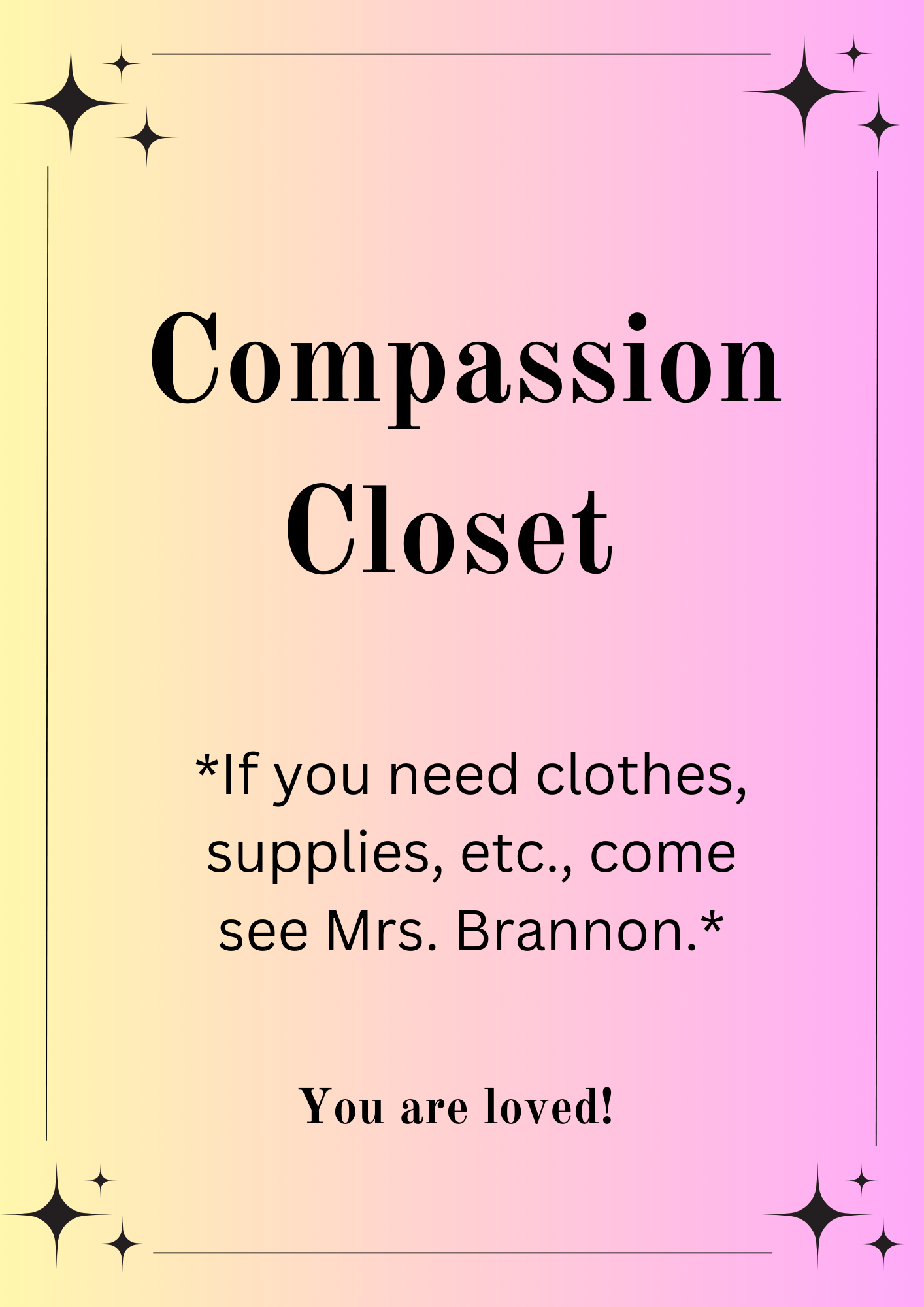 compassion closet flyer