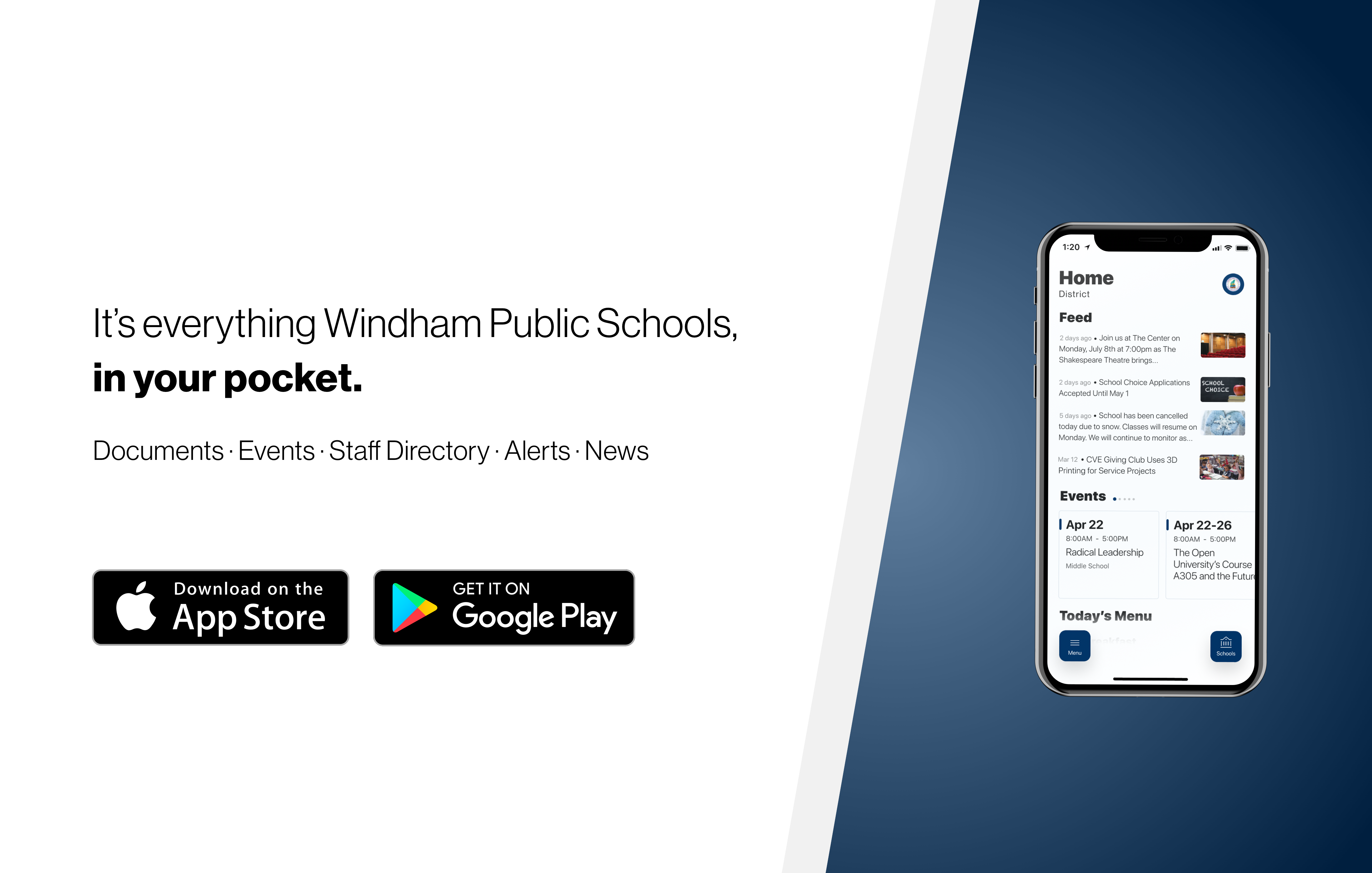 An. advertisement for the new school app